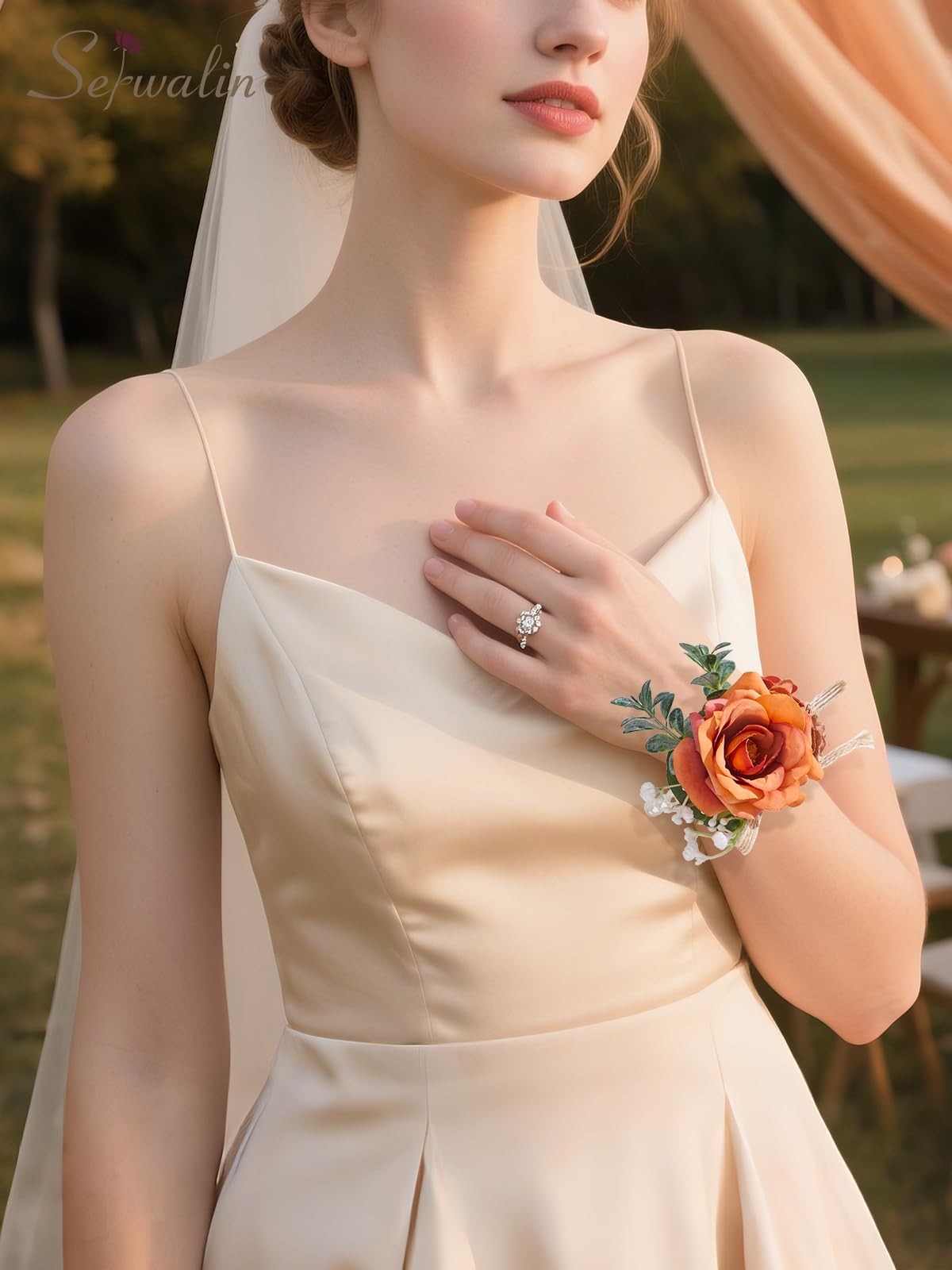 Orange Wrist Corsage And Boutonniere Set Homecoming Wedding Flowers Suit