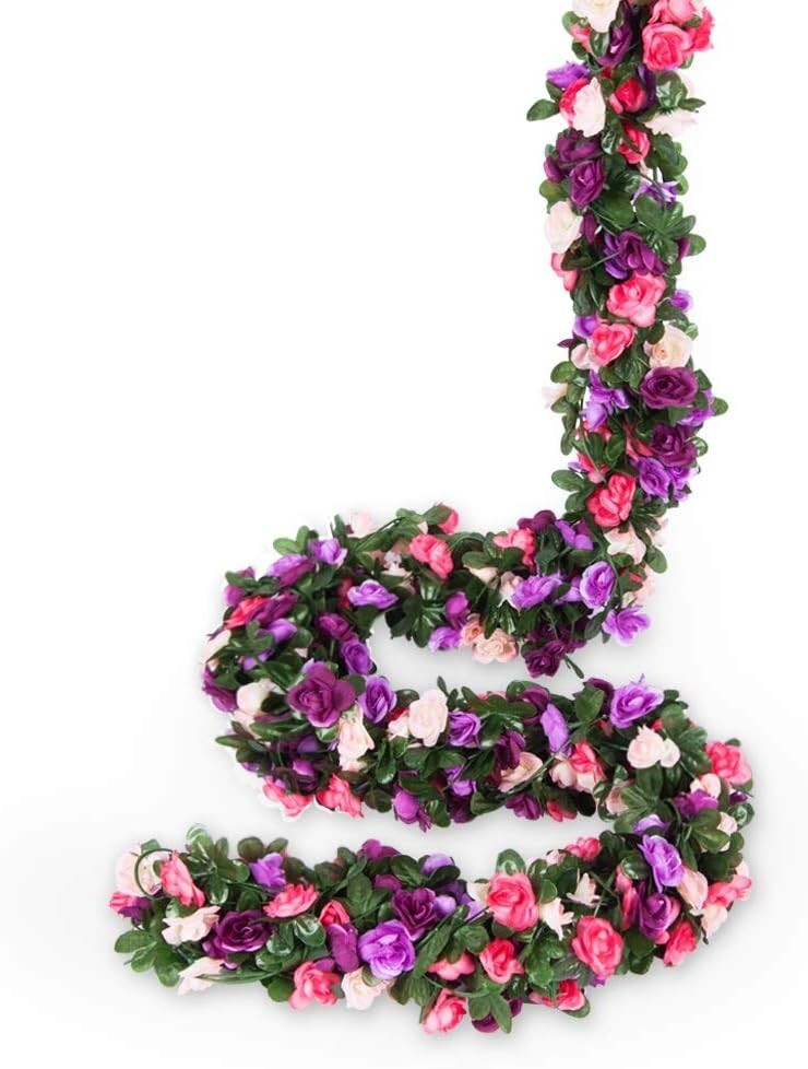 Vibrant Floral Garland Decorations – 8 Pack, Ideal for Every Celebration