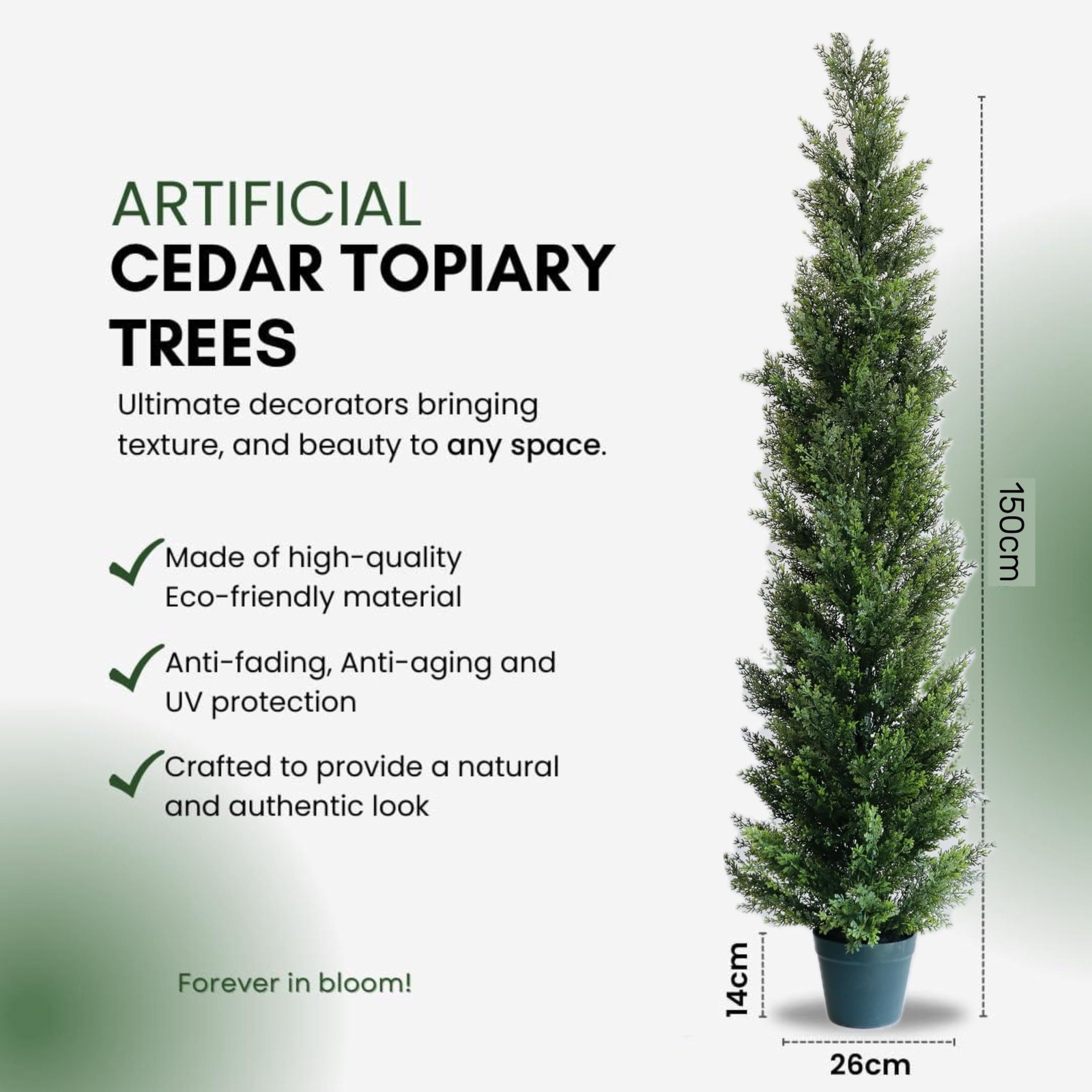 5 Feet Outdoor Artificial Topiary Cedar Tree, Set of 2 UV Resistant Potted Fa…