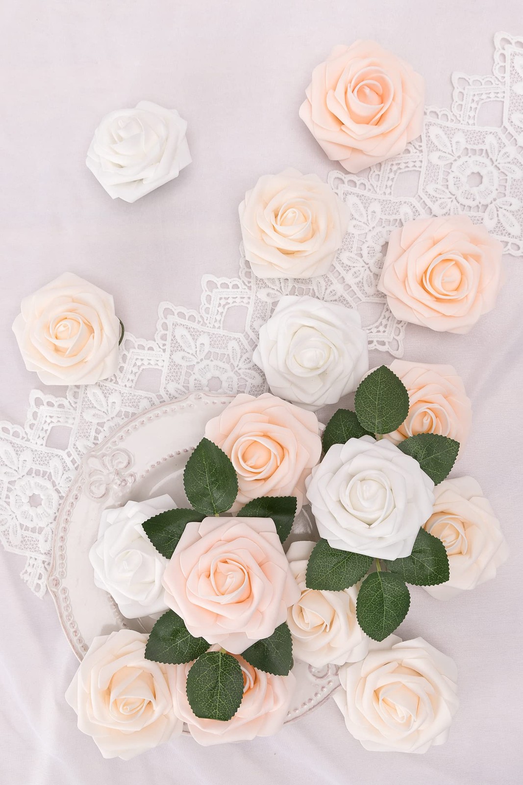 Artificial Flowers 25Pcs Fake Rose Flowers Roses for DIY Wedding Bouquets Cen…
