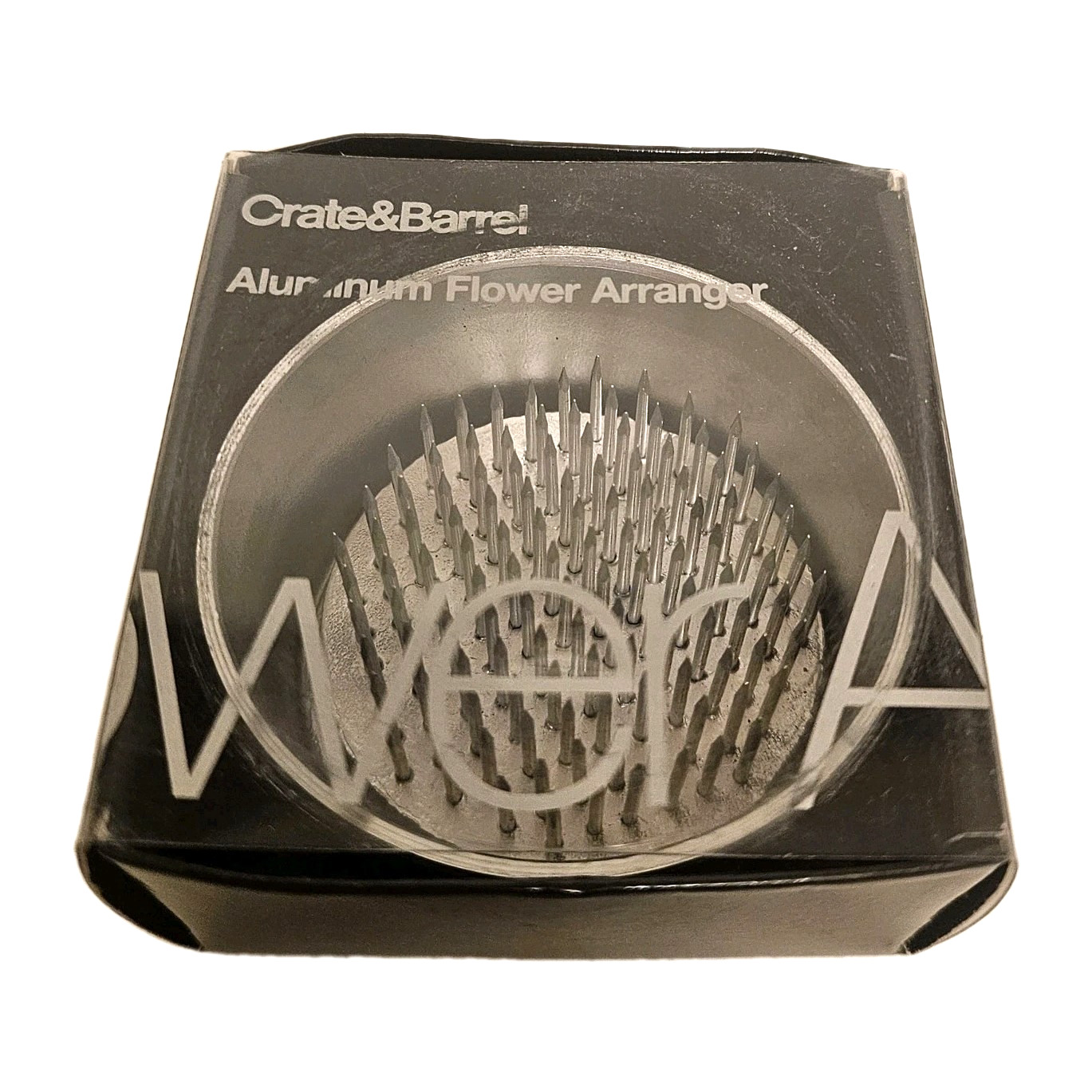 Crate & Barrel Flower Floral Arranger 2.5″ Round Aluminum Frog New open box