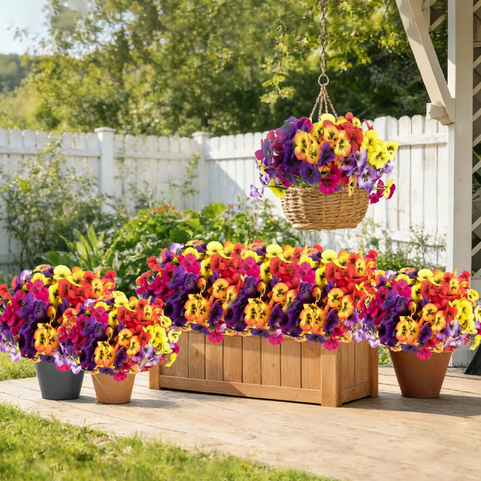 18 Bundles Artificial Flowers Outdoor Fake Flowers Pansies Faux Artificial Pl…