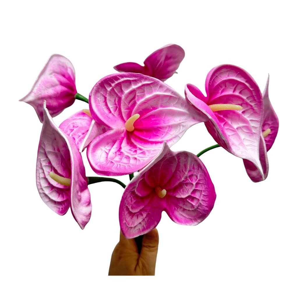8pcs 13inch Pink Artificial Anthurium Lily Flowers Permanent for Home Decor B…