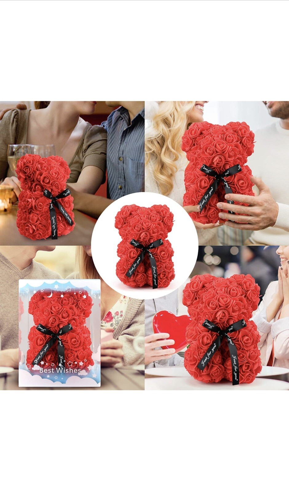 Rose Bear Gifts for Anyone. Flower Teddy Bear Birthday Gift for Mom Girlfriend,