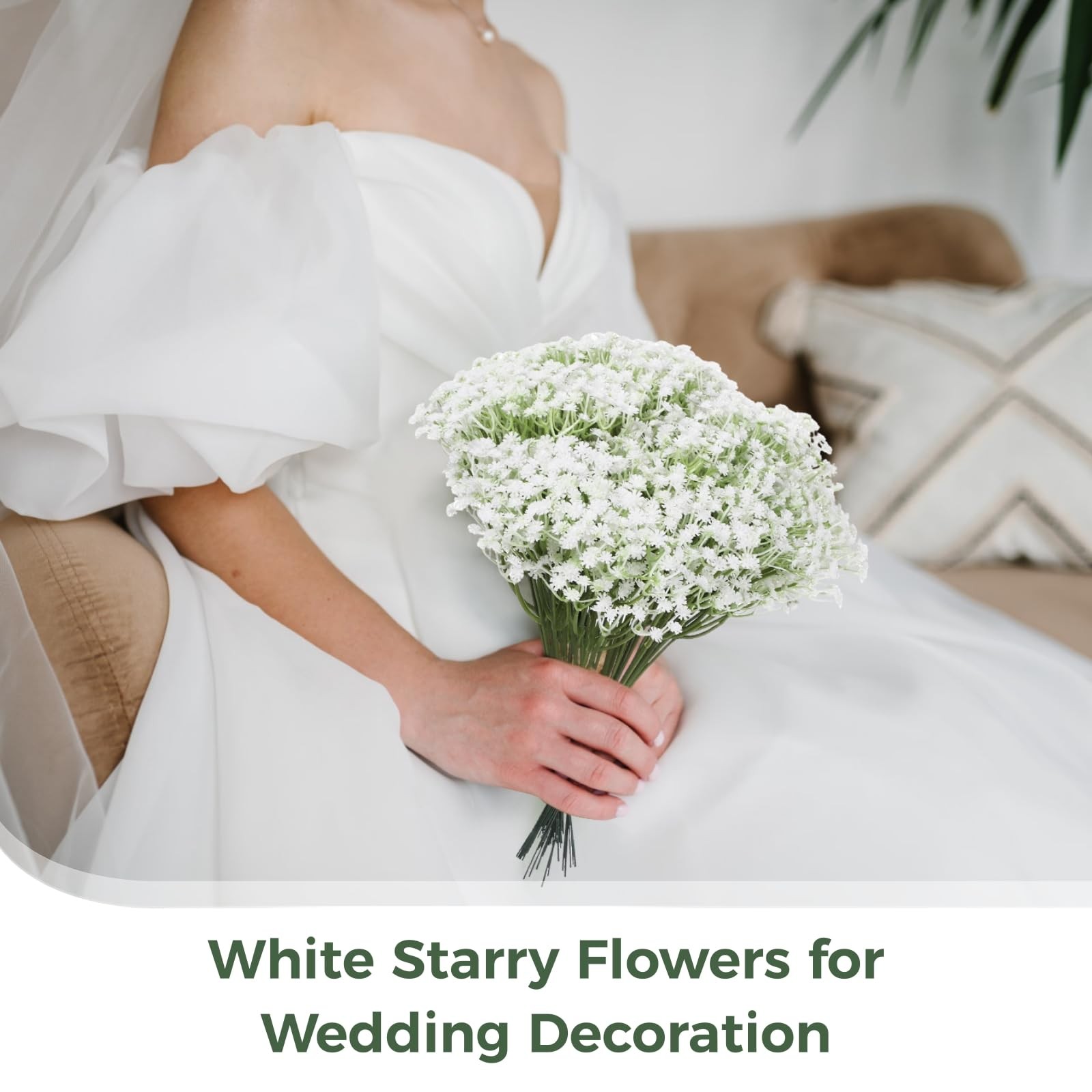 150 PCS Babys Breath Artificial Flowers, 11.4inch White Starry Flower for Wed…