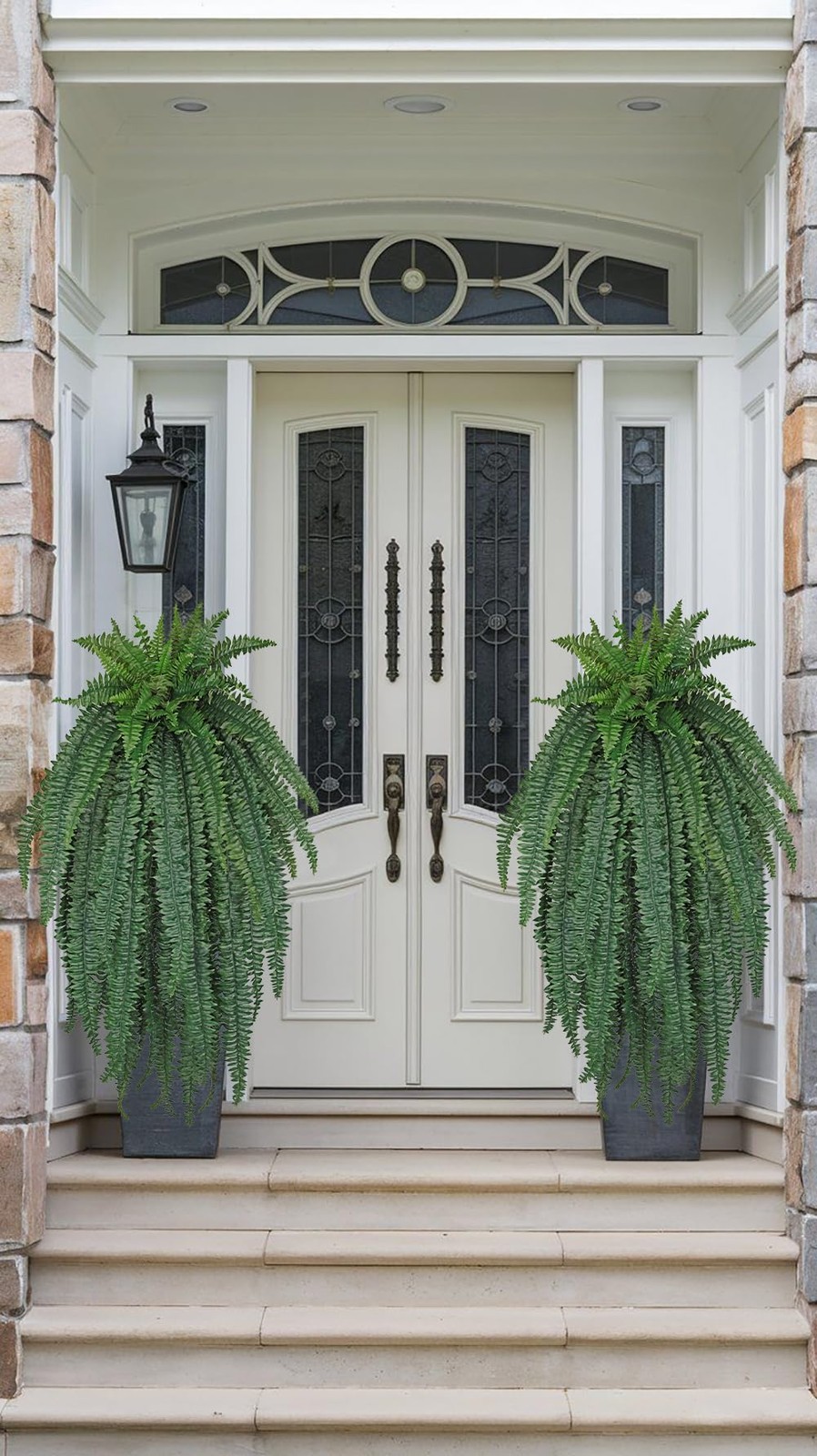 GnFlus Artificial Boston Fern 57 Inch Faux Fern with 59 Fronds, Realistic Fer…