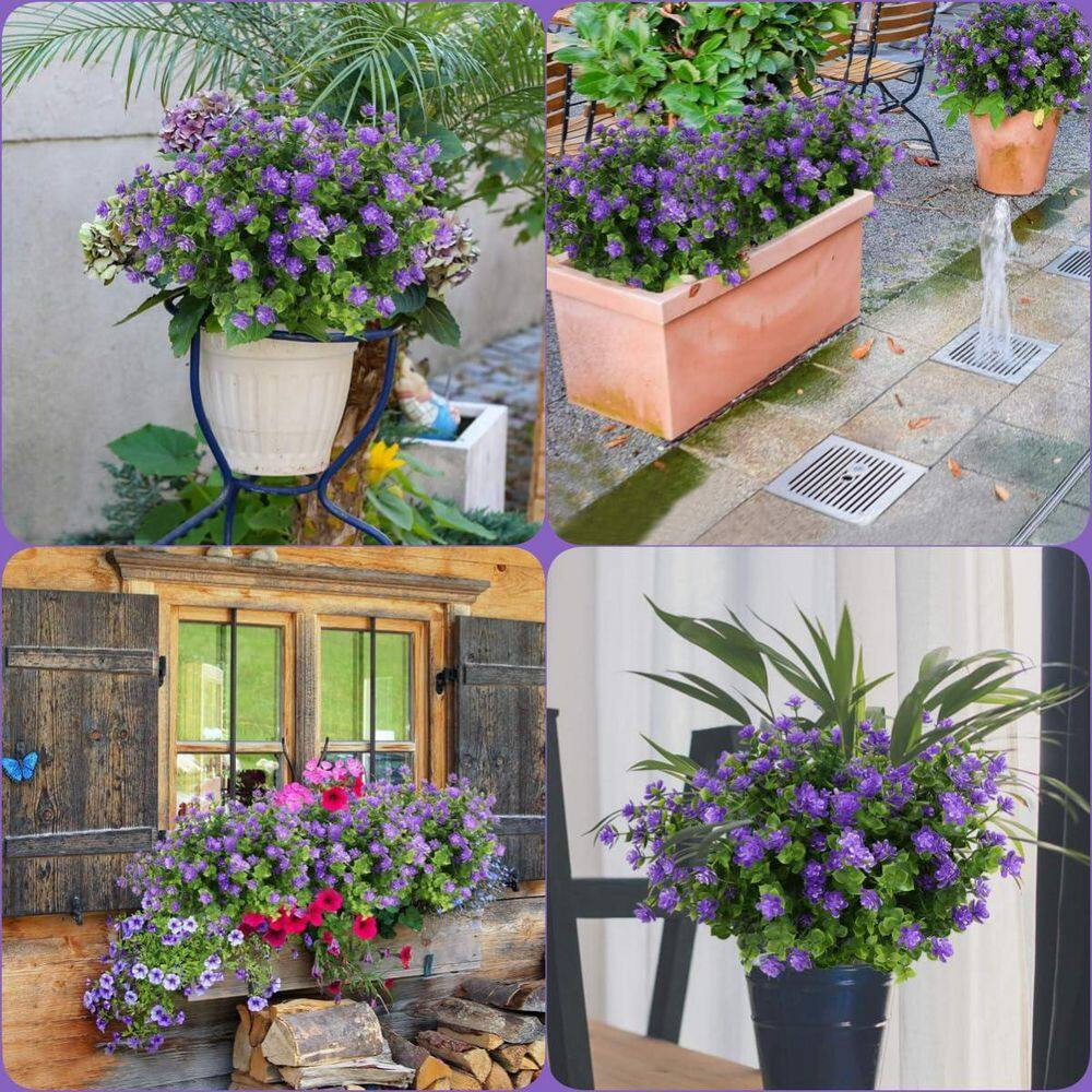 14.5 In. Purple Outdoor Artificial Eucalyptus Flower, 12-Bundles Uv-Resistant Ar