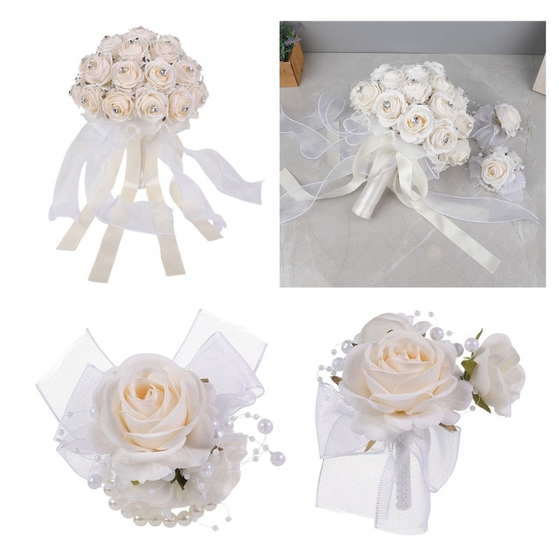 Faux Floral Arrangement Rhinestones Roses For Anniversary Dinner Table