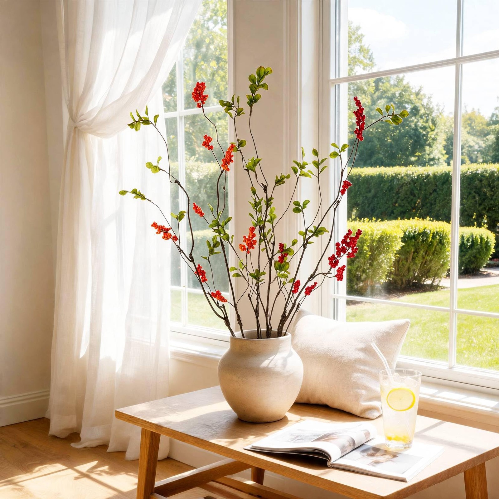 6PCS Realistic Artificial Stems for Vase, 37.8inch Long Faux Branches with Gr…