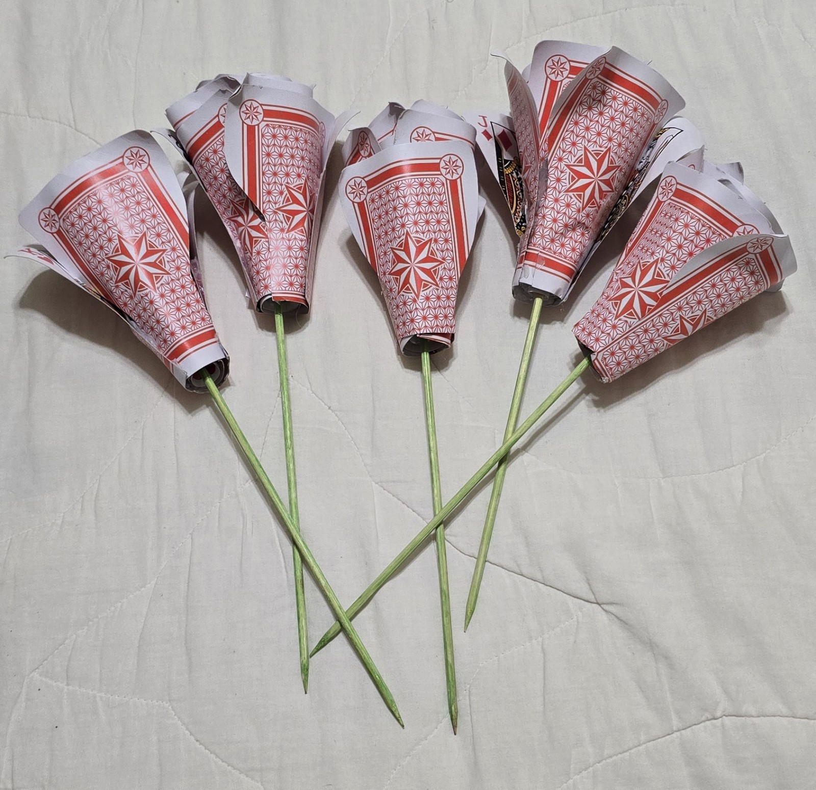 5 Glossy Flower Bouquet Playing Card Floral Arrangement Las Vegas Casino Roses