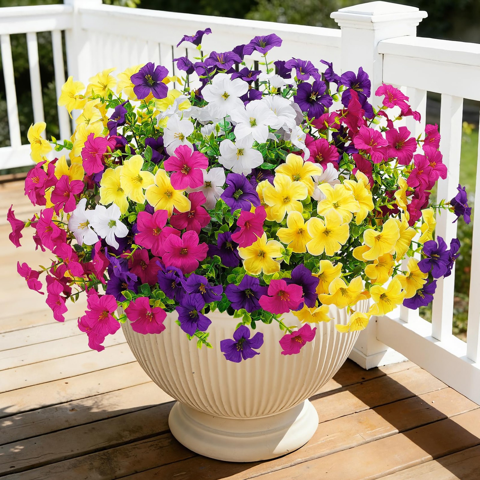 Besteek 20 Bundles Artificial Petunias Flowers for Outdoors, Faux Silk Flower…