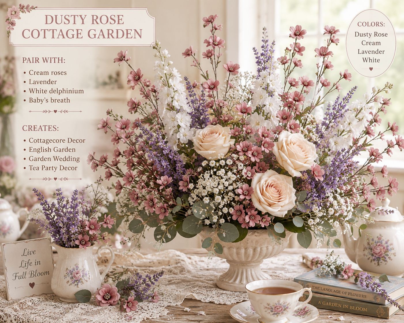 Dusty Rose Dogwood Stems Artificial Dogwood Flowers Faux Floral Branches Cottage