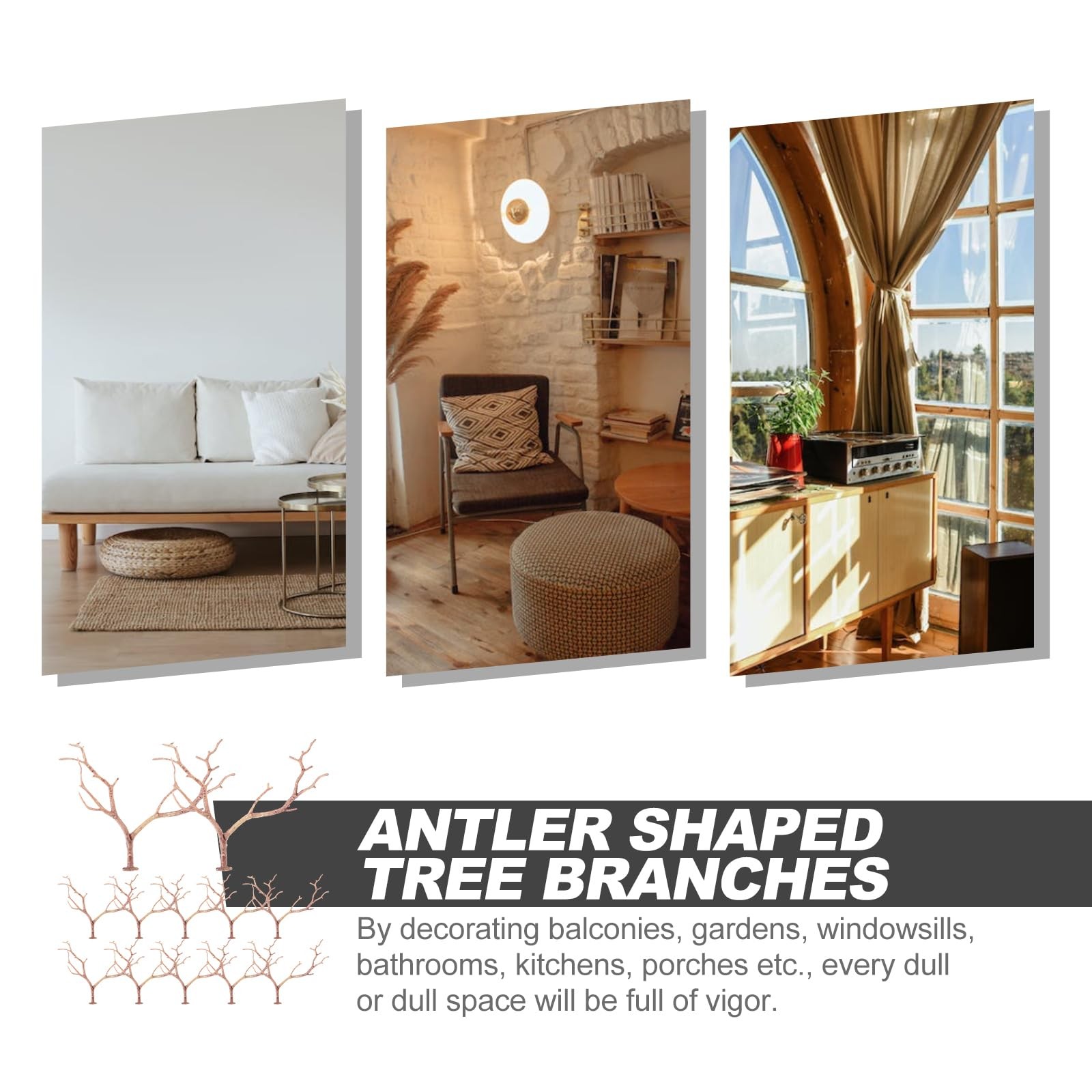 12pcs Artificial Antler Shaped Tree Branches Light Brown Plastic Twigs for DI…