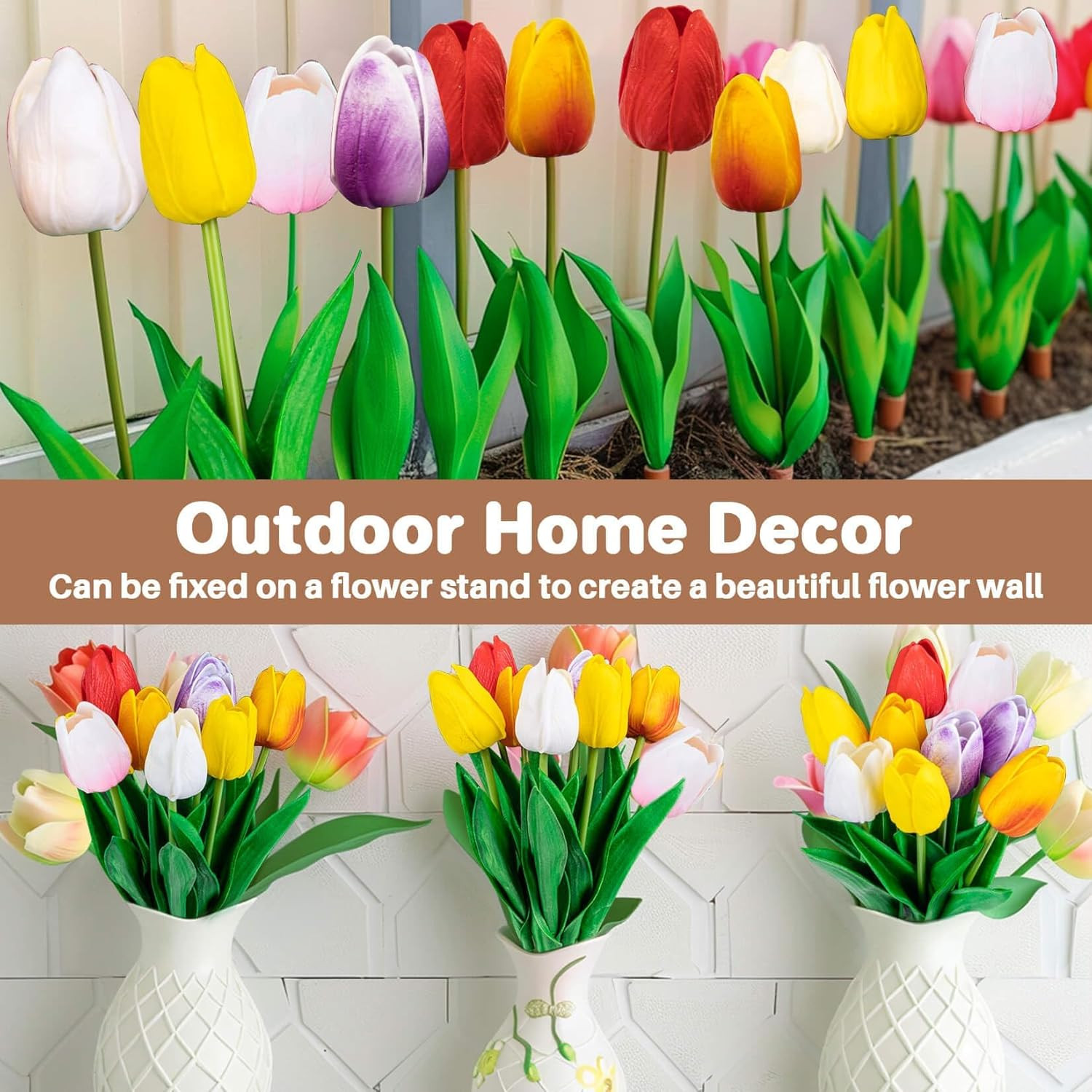 Real Touch Artificial Tulips Faux Flower Bouquet Wedding Spring Decor