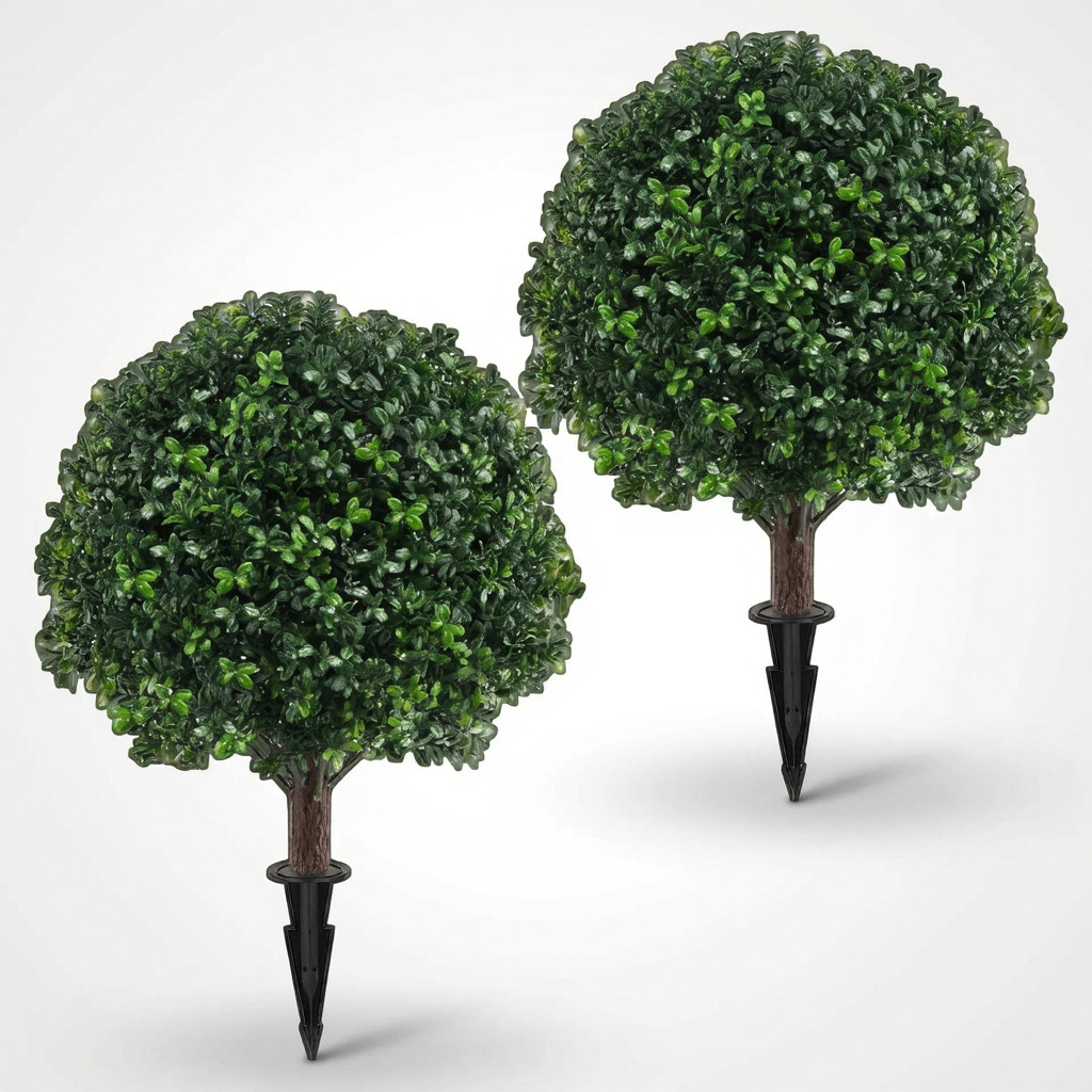 2PCS Faux Boxwood Topiary Ball Trees UV Resistant No Maintenance Indoor Outdoor