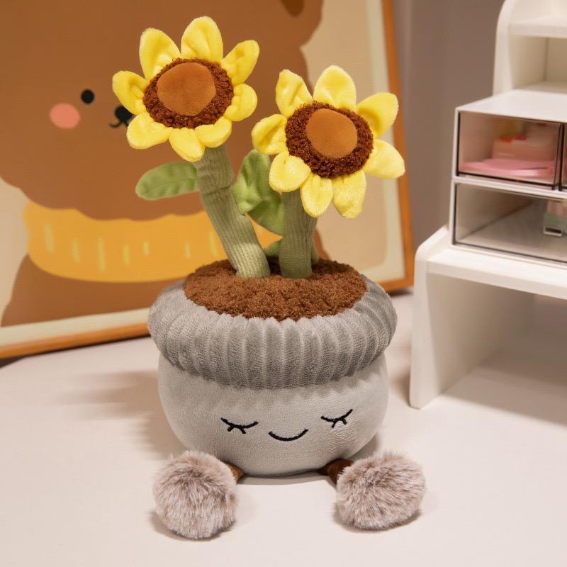 30cm Artificial Flower Plush Toy Green Plants Bloom Cactus Sunflower Cactus Soft