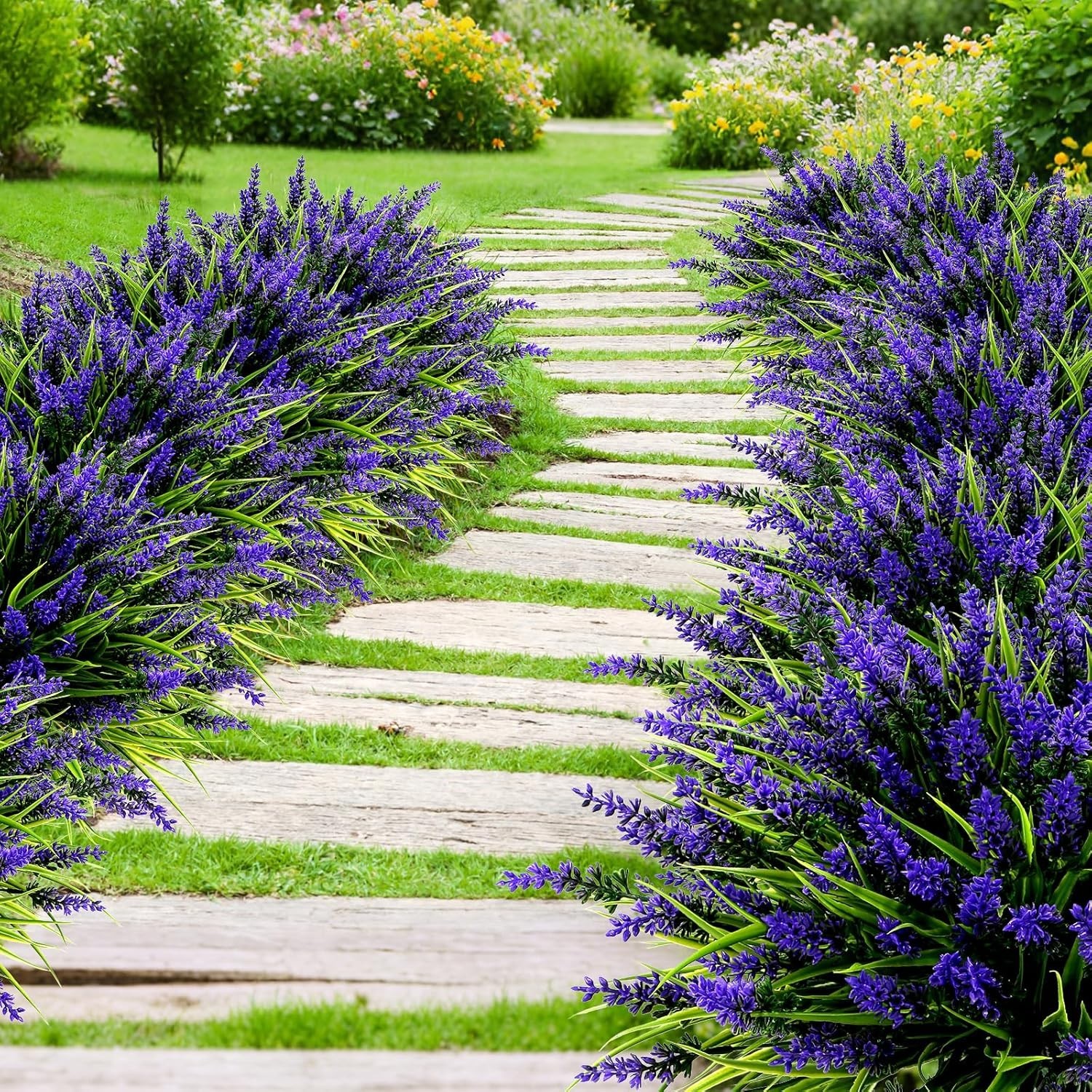 Artificial Plants Flowers Outdoor – 48 Bundles UV Resistant Faux Lavender Flo…
