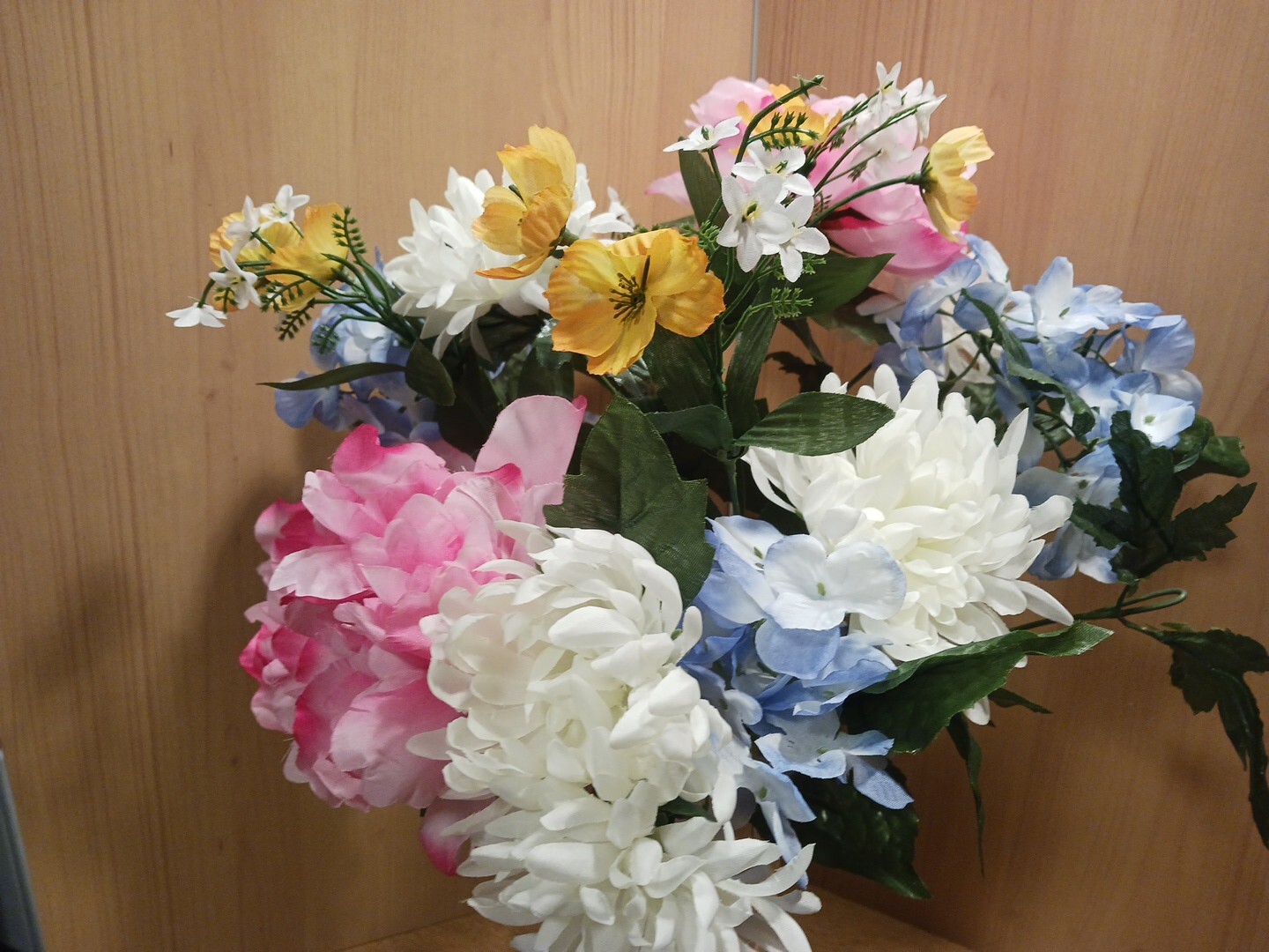 Artificial Silk flowers 1 Full Bunch Peony Hydrangea Mum White Pink Blue Yellow