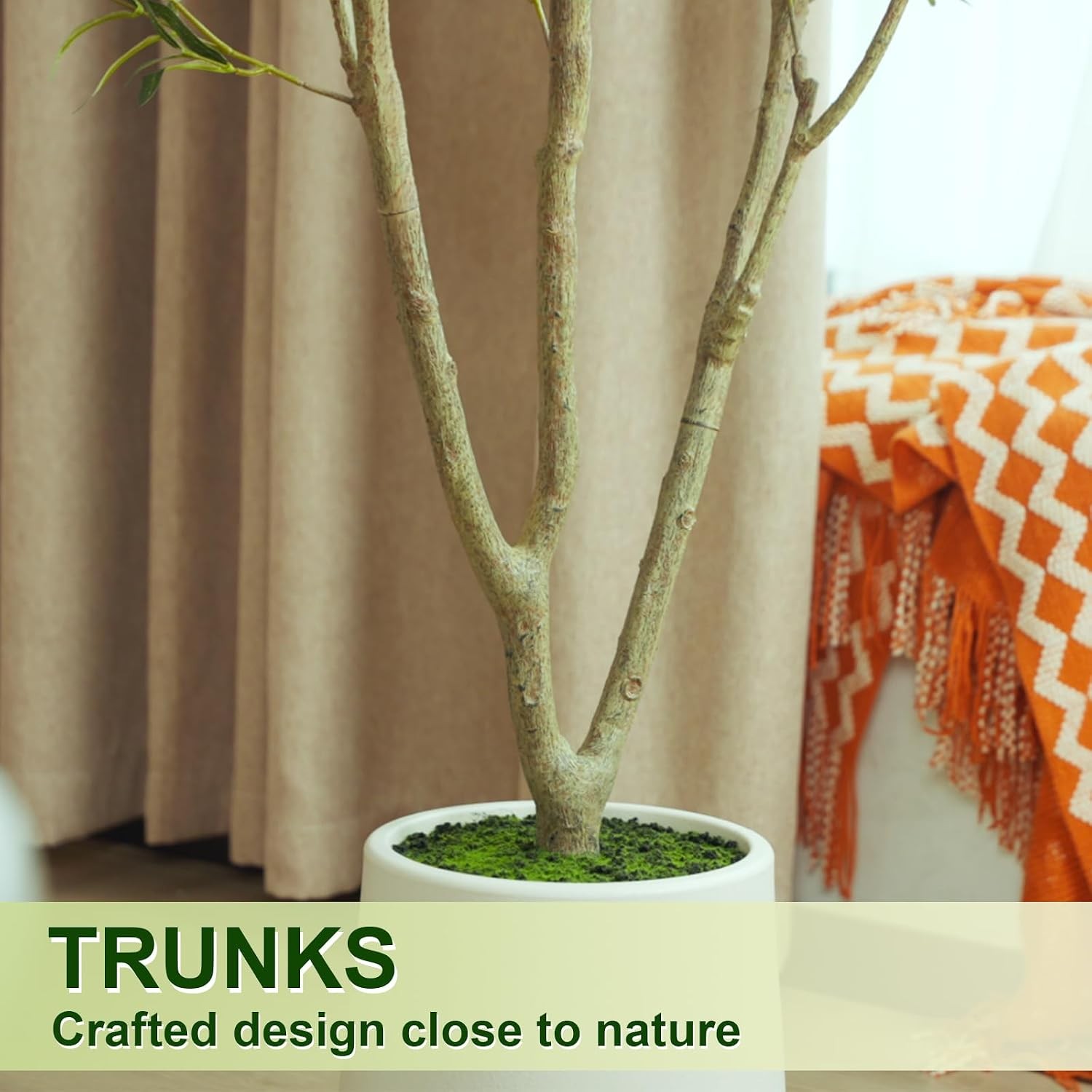 Olive Trees Artificial Indoor 7FT Tall Faux Olive Tree W/ White Tall Planter