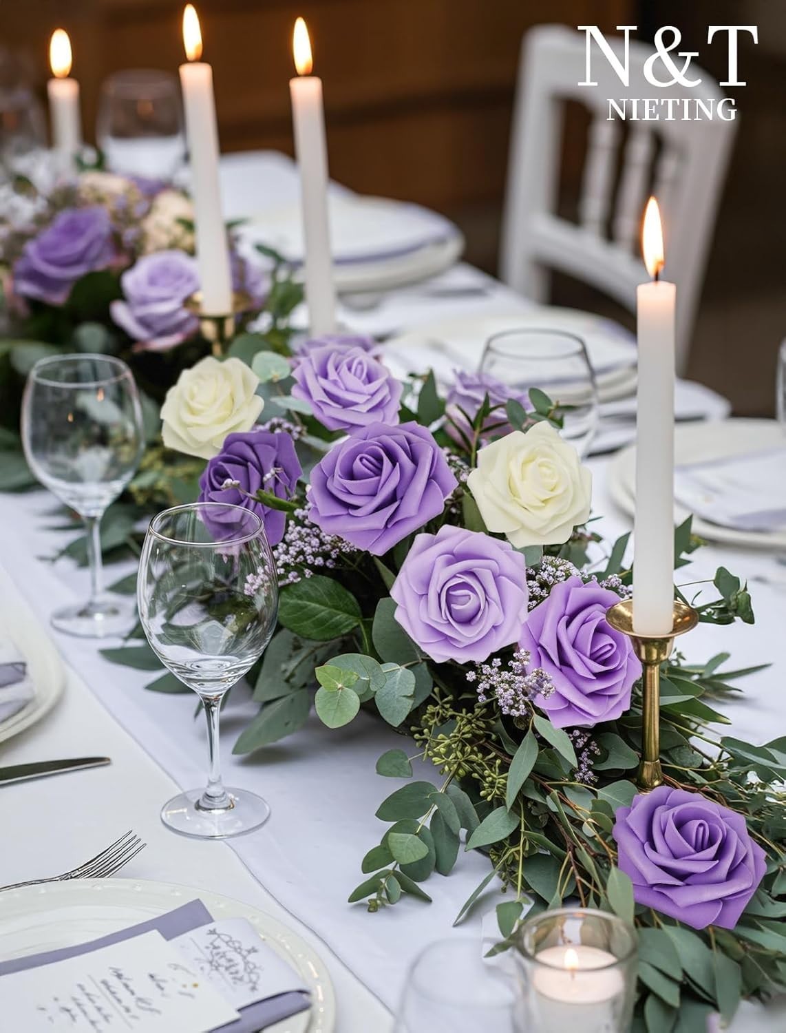 Vibrant 25pcs Artificial Purple Roses – Ideal for Weddings and Craft Projects