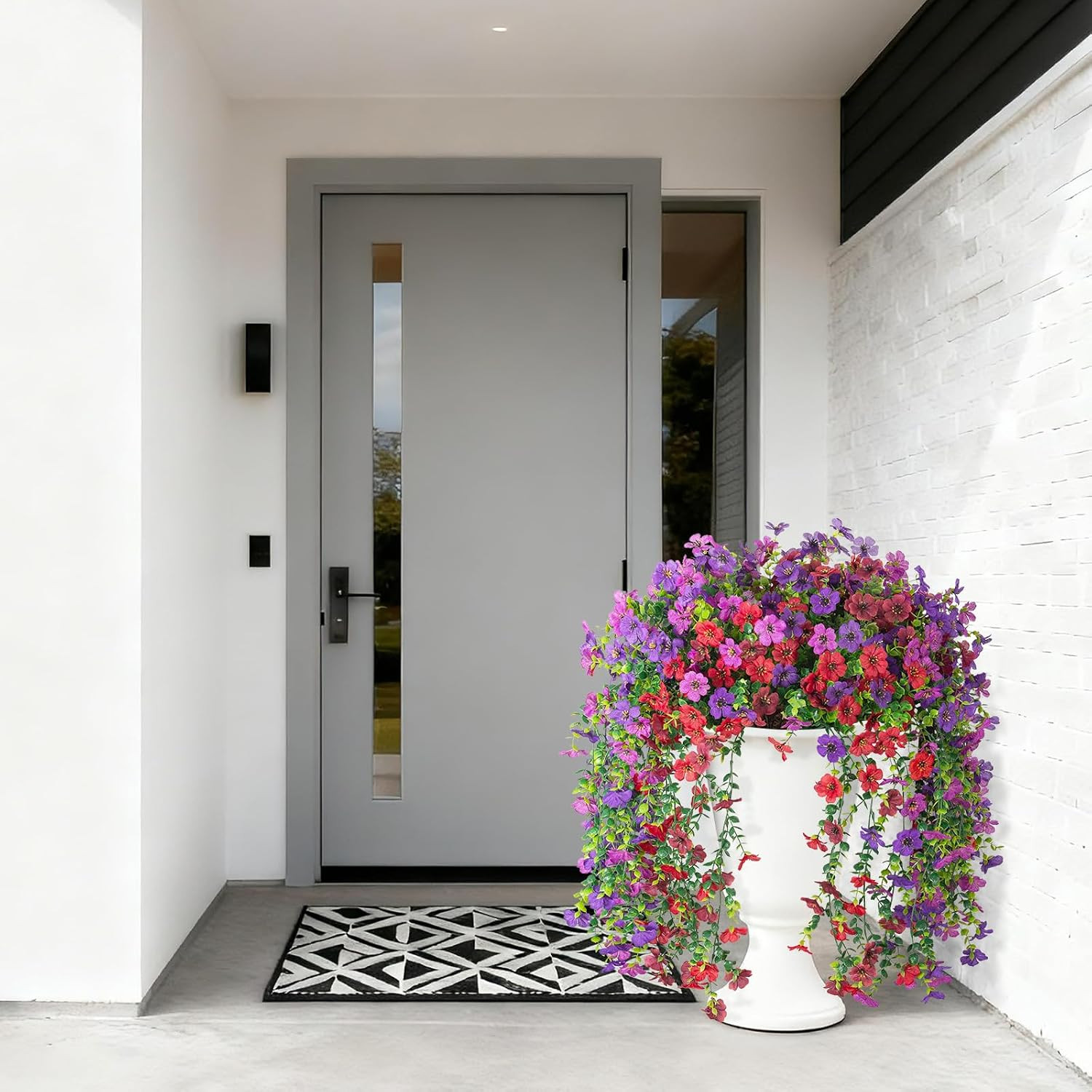4 PCS Artificial Fake Hanging Flowers Plants for Outdoor Decoration | Faux Silk