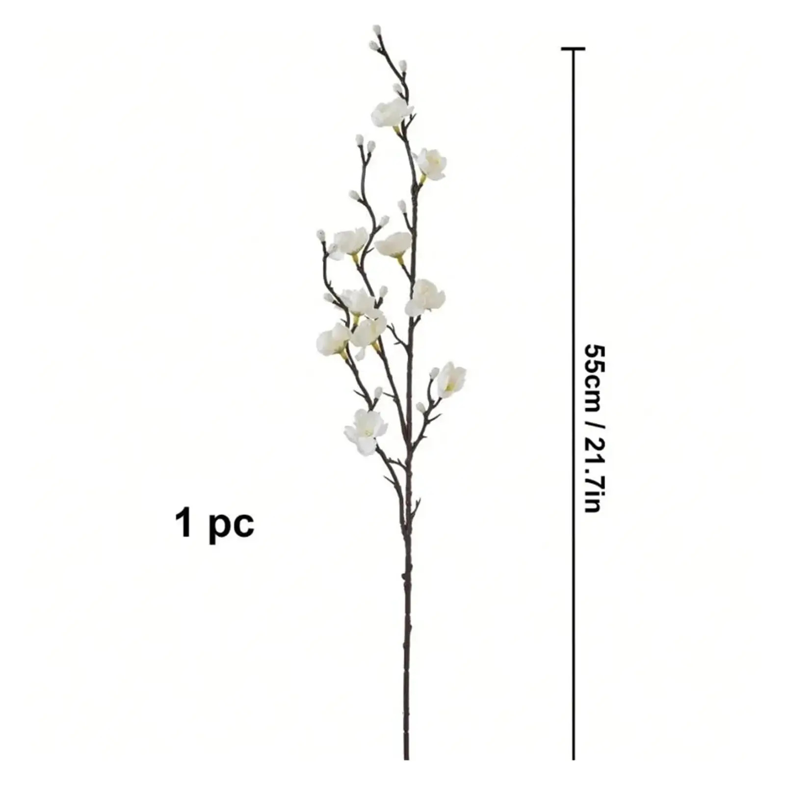 Artificial Plum Blossom 21.7” Fake Wintersweet Long Stem Plastic Flowers