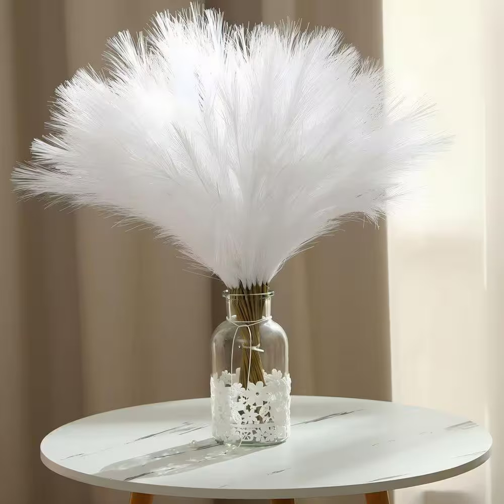1.57 in 72 Pcs White Artificial Plant Faux Pampas Grass Dried Feather for Vase F