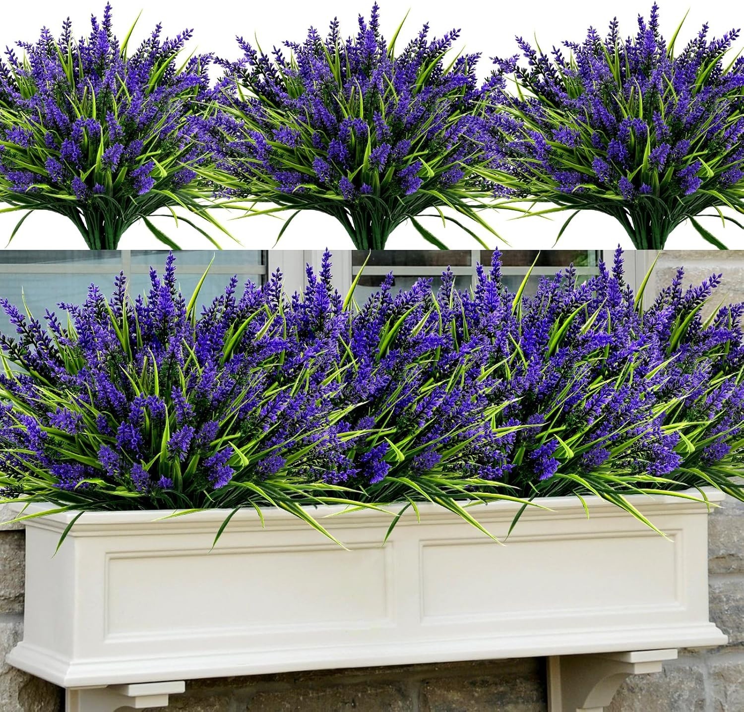Artificial Plants Flowers Outdoor – 48 Bundles UV Resistant Faux Lavender Flo…