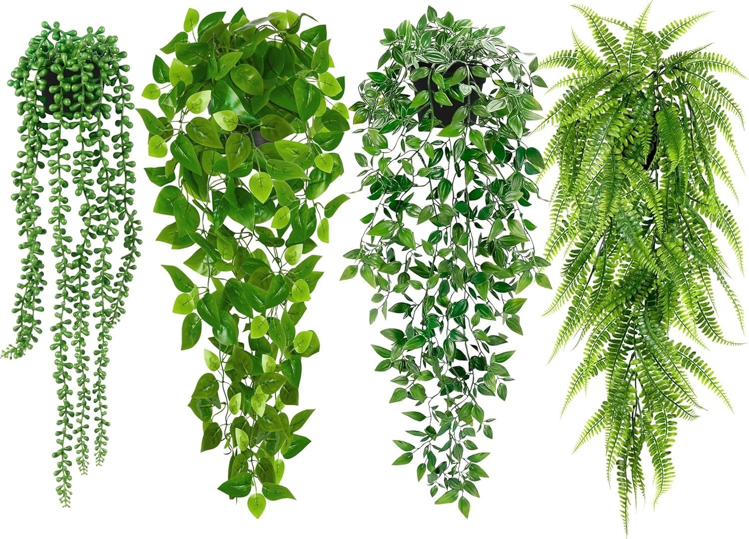 Artificial Hanging Plants Shelf 4 Pack Fake Potted Greenery Plant Faux Mandala