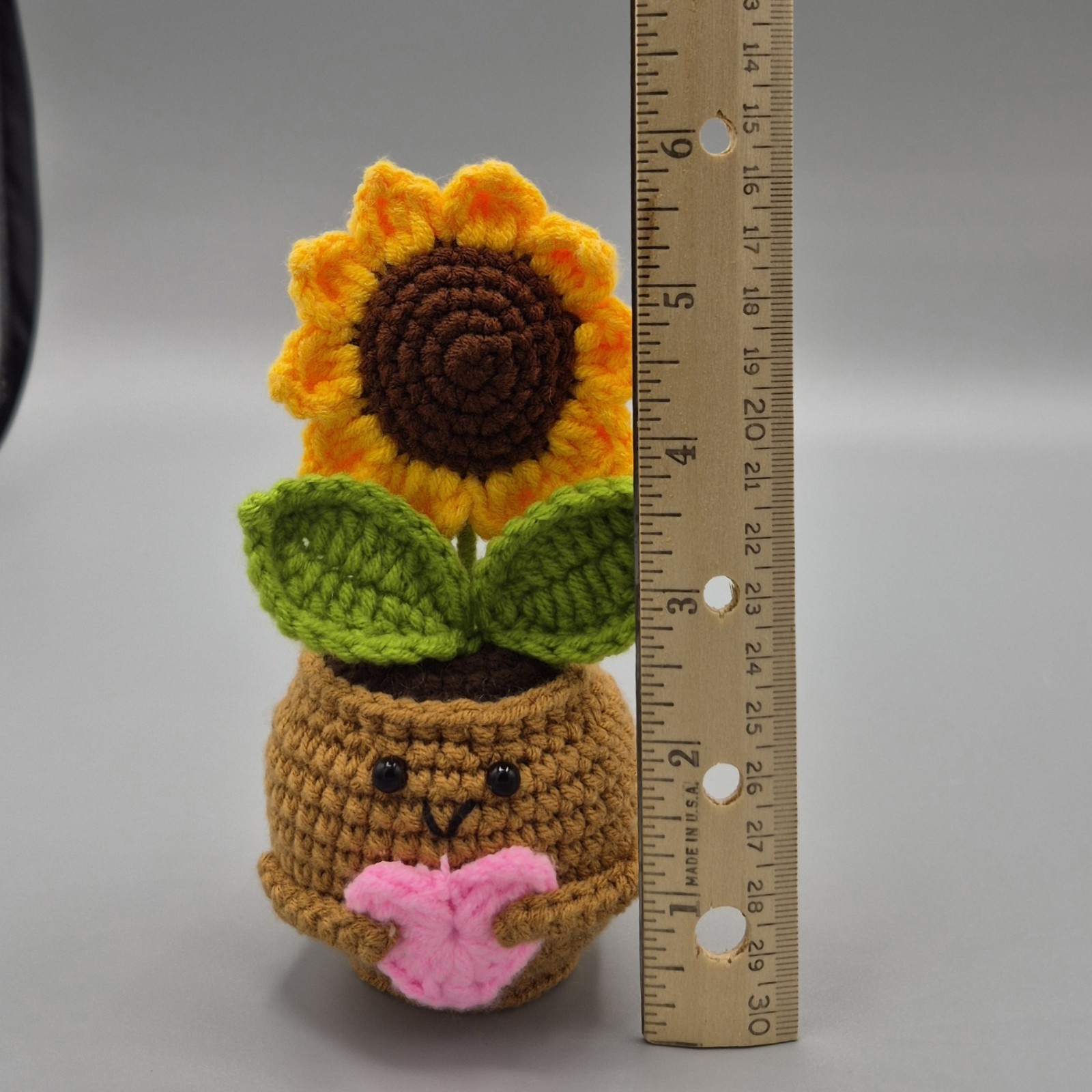 Crochet Sunflower Potted Plant Handmade Amigurumi Smiling Flower Desk Decor Gift