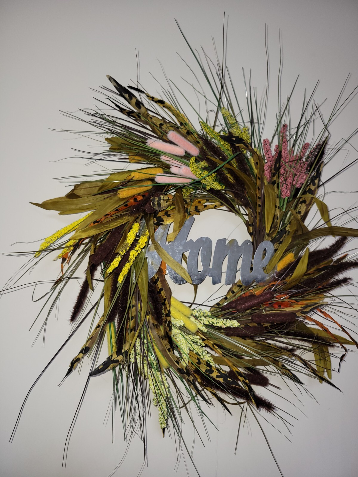 HOME WREATH flowers Decor Front Door Large brown fall autumn winter