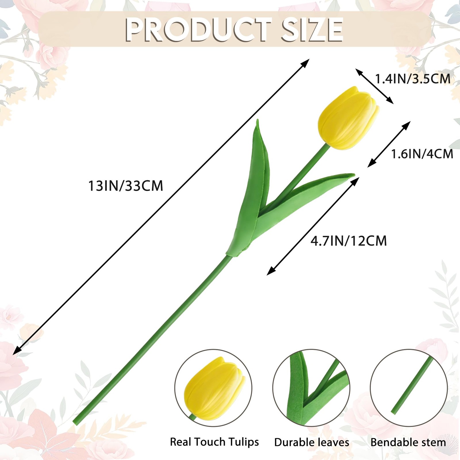 20 PCS Fake Tulips Artificial Flowers 13 Inch Multicolor Real Touch Bouquet