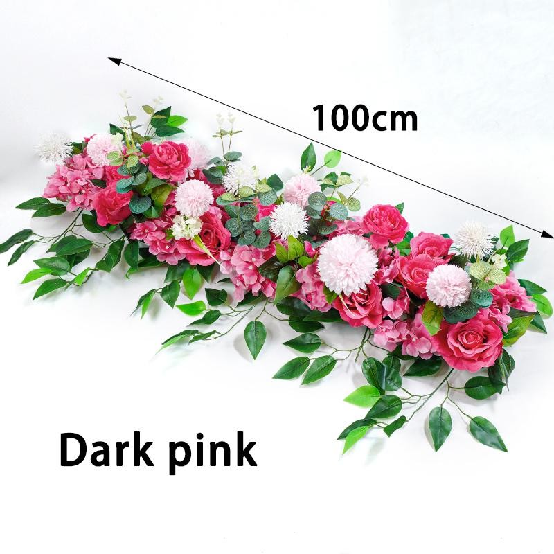 100cm Luxury White Rose Artificial Flower Row Wedding Table Centerpiece Backdrop