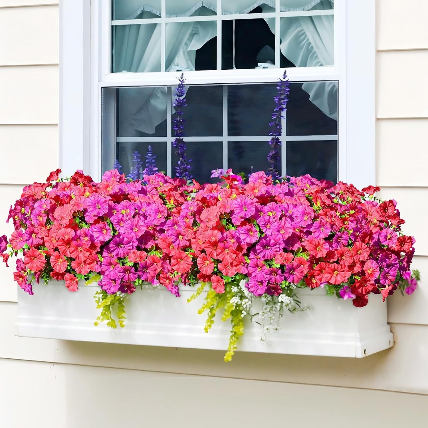 Artificial Flowers for Outdoors, 14 Bundles Fake Outdoor Flowers, UV Resistan…