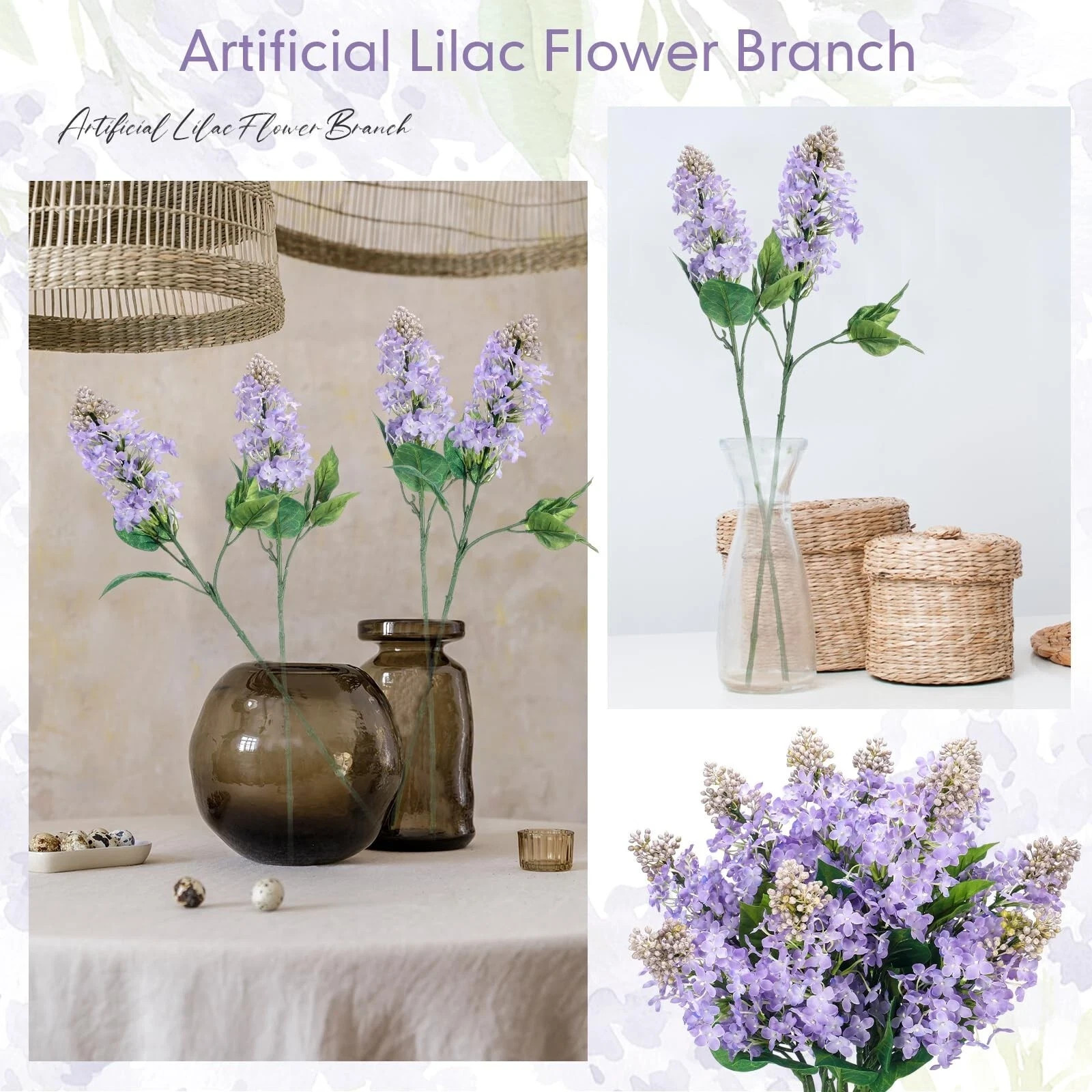 10 Pcs 24″ Artificial Lilac Flowers Purple Fake Delphinium Antirrhinum Stem R…