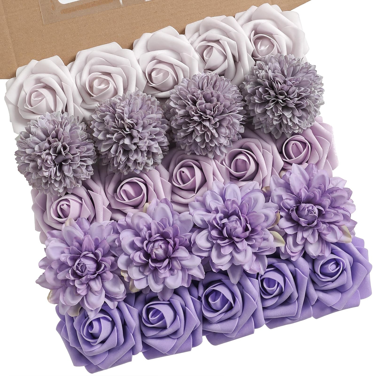 Artificial Flowers 3″ Rose Heads 8″ Stems Gradient Color for DIY Bouquets