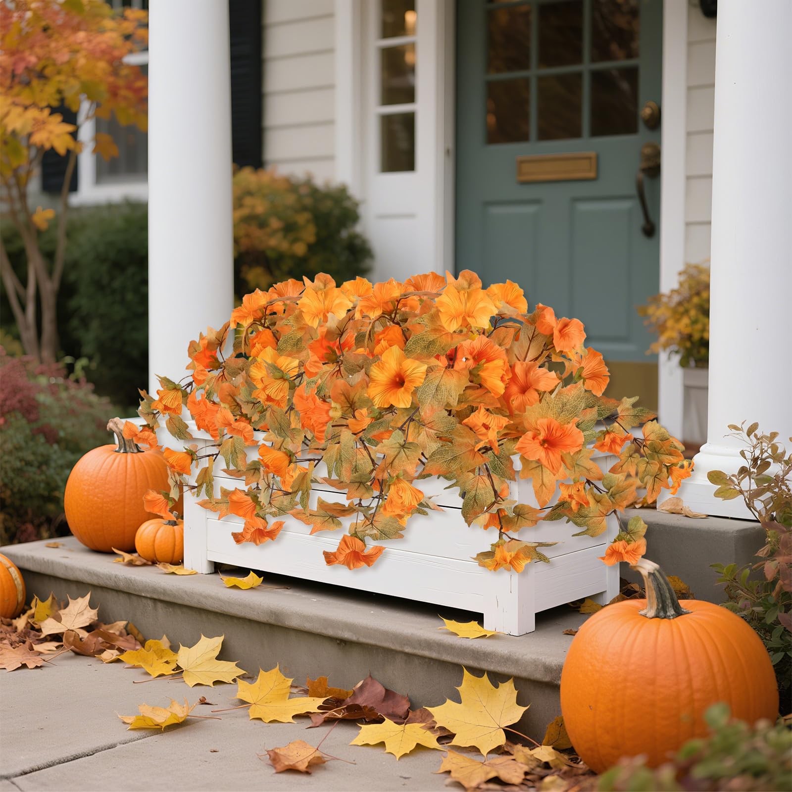 2PCS Artificial Fall Flowers for Outdoor Fall Decorations for Home Fake Petun…