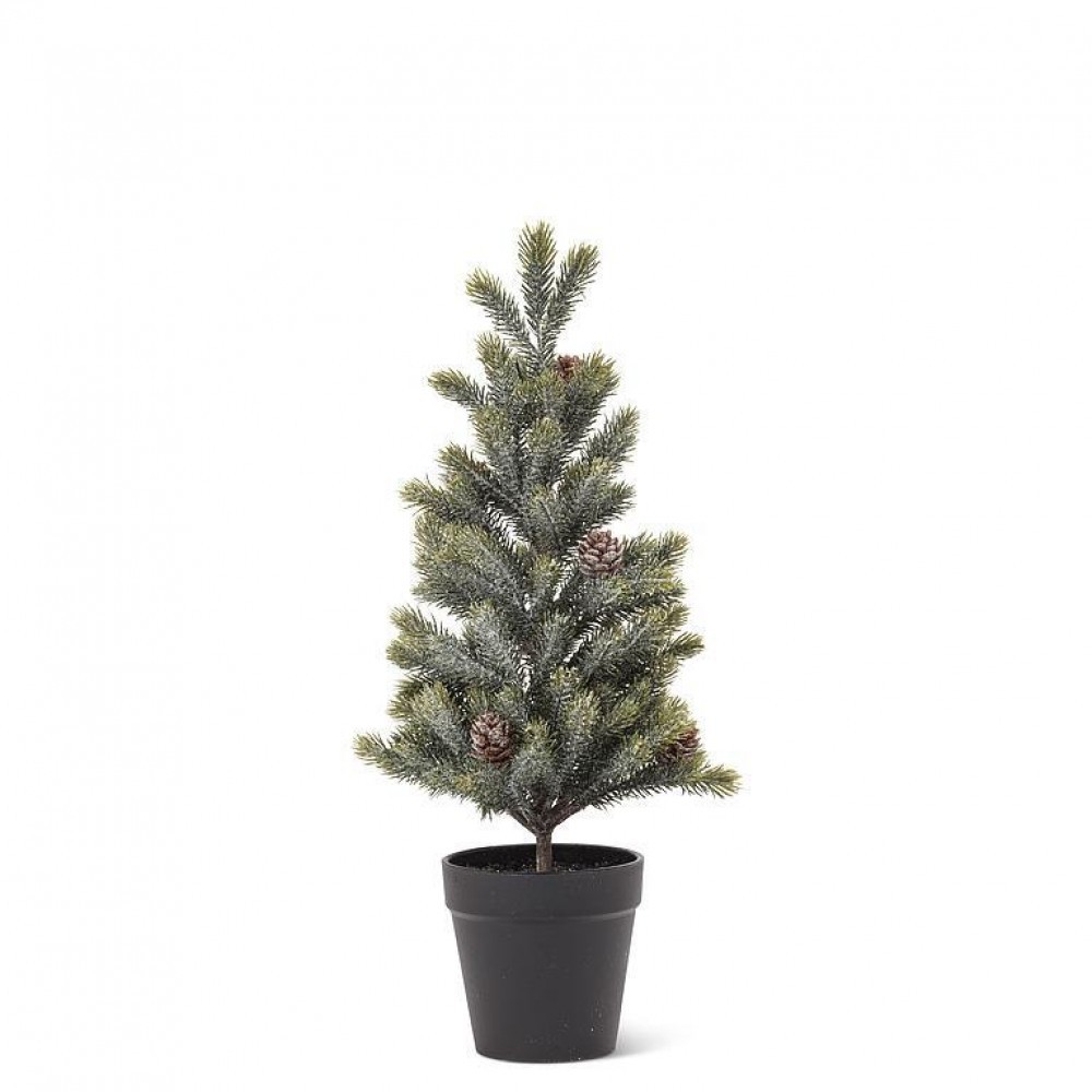 Small Frosted Tree With Cones Faux Plants And Trees