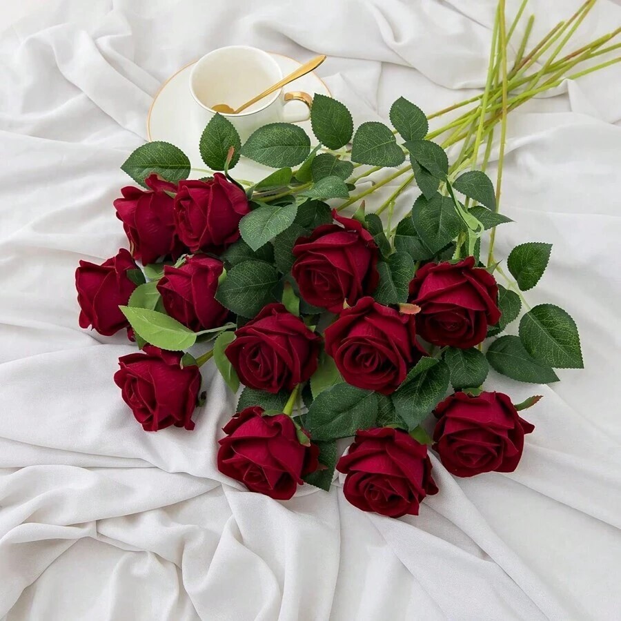 5PCS Autumn Artificial Rose Flowers Valentine’s Day Bundle Decoration Wedding