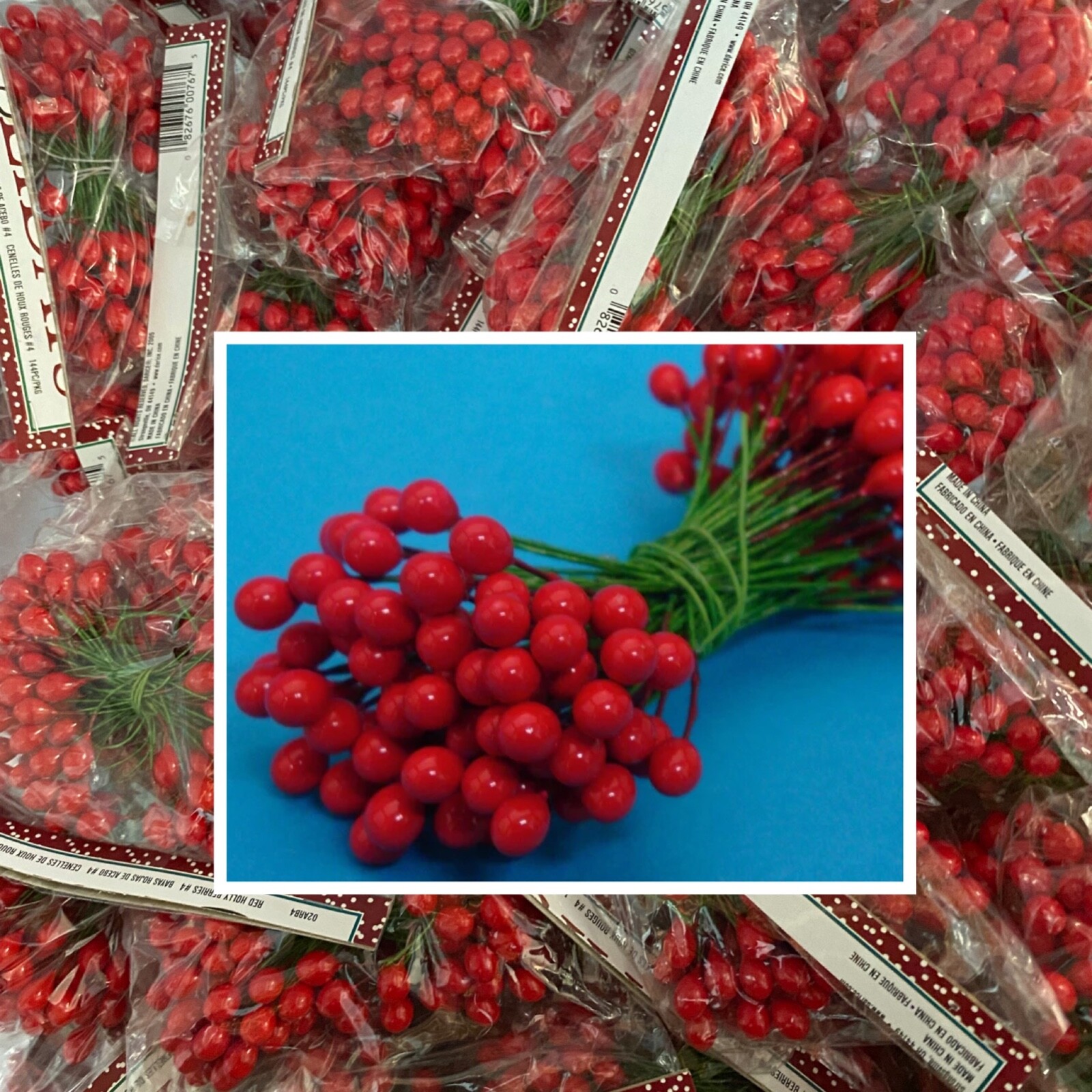 BULK 20 PACKS!! Christmas Red Berry Pick Holly Berries Wreath Craft 