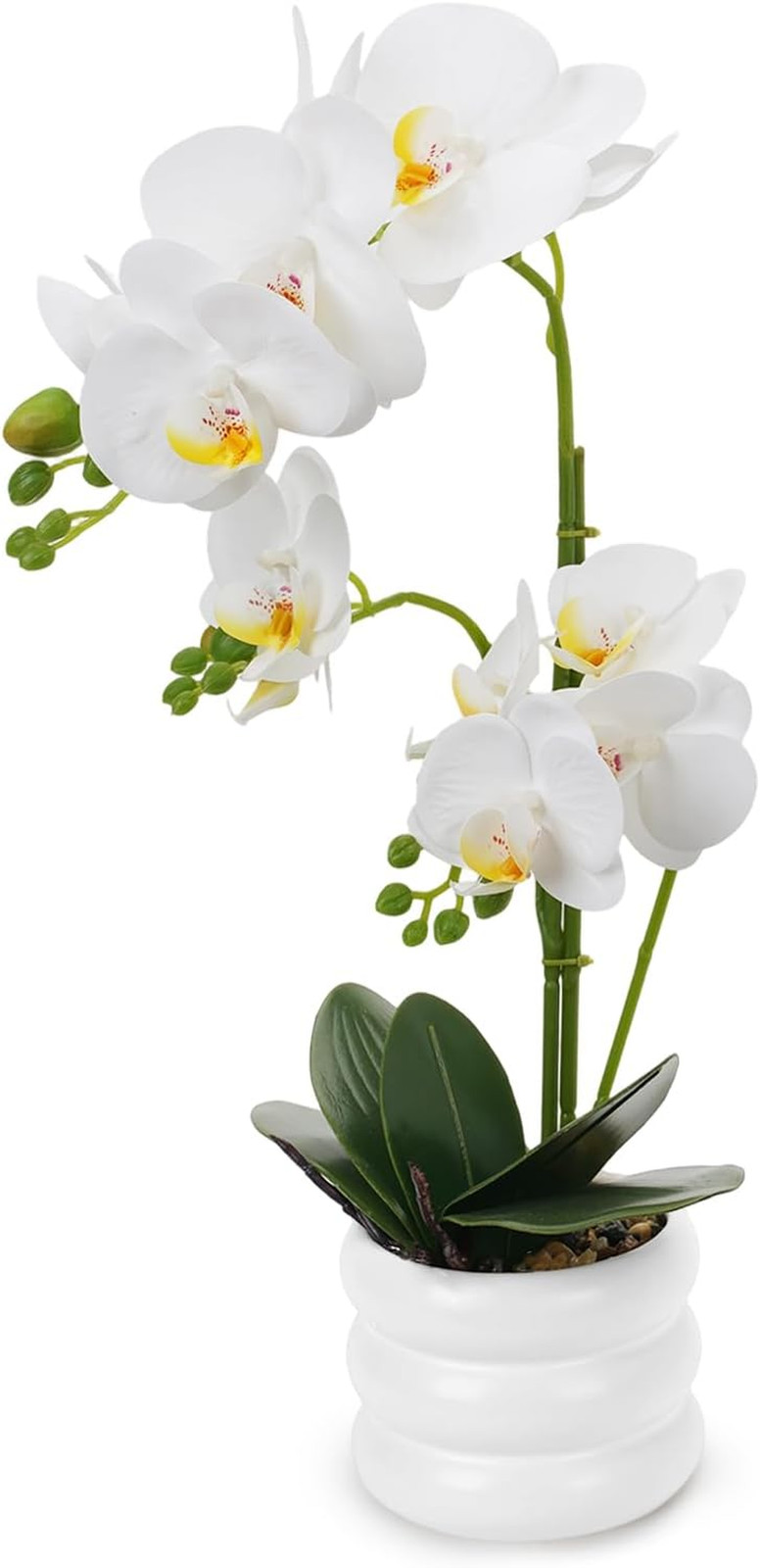 20″ White Phalaenopsis Artificial Orchid in Ceramic Vase – Real Touch Decor