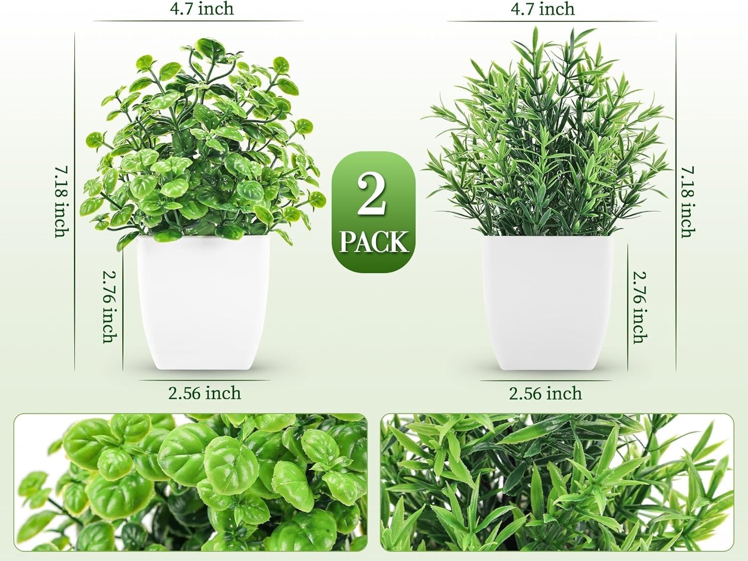 Realistic 2 Pack Faux Eucalyptus Plants – Dust & UV Resistant Indoor Decor