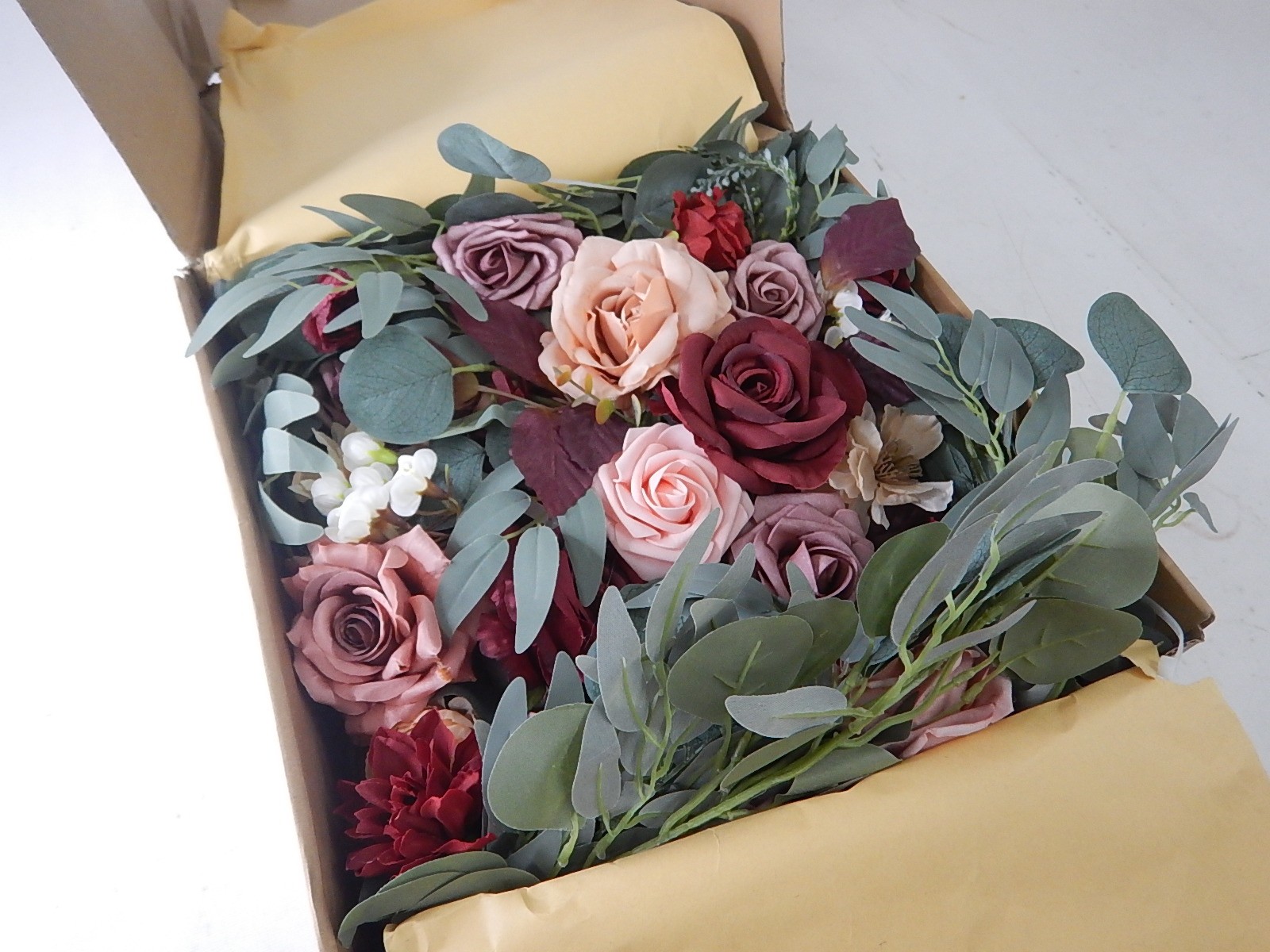 Deluxe Wine Red Artificial Wedding Arch Flowers with Drapes Kit-Pack of 5