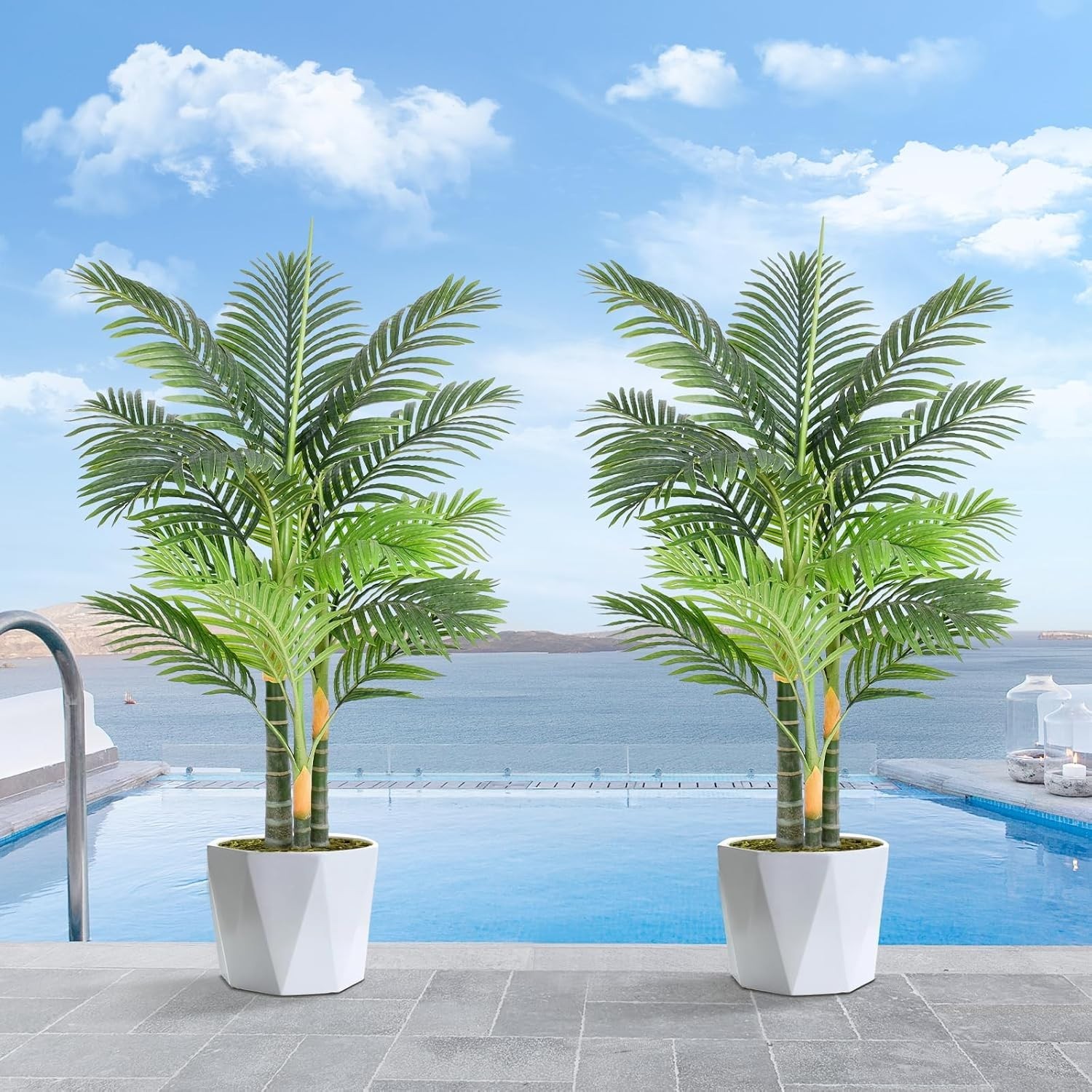 Luxury 4ft Triple Golden Cane Palm Artificial Tree – Indoor/Outdoor 2-Pack