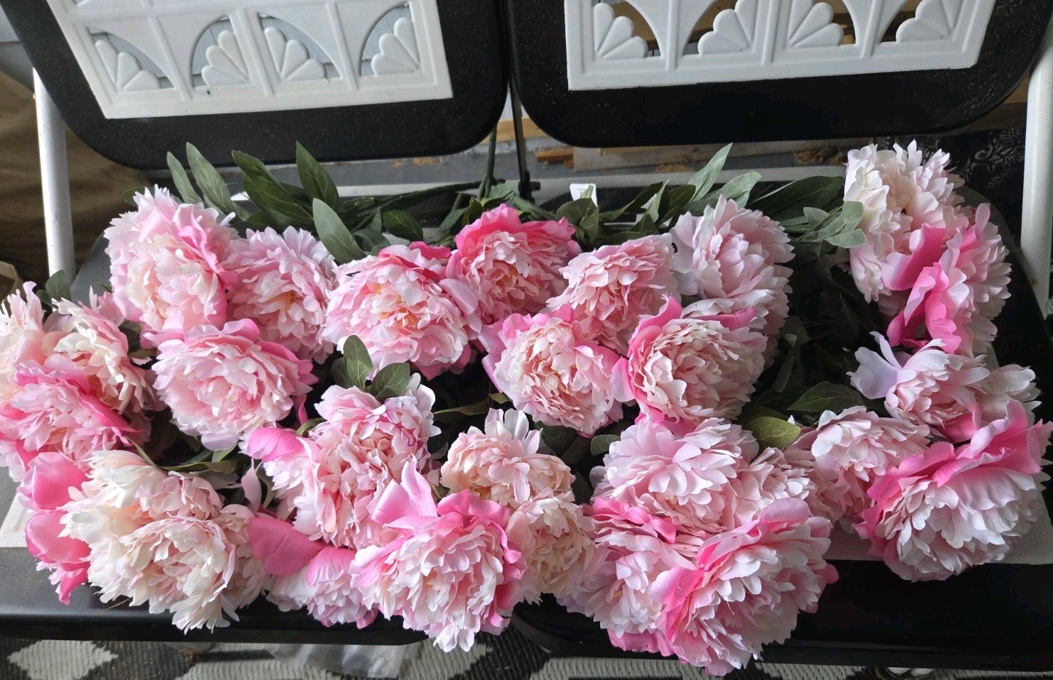 Lot of 10 NWT Faux Pink Peony Stems 5 Large Blooms Each Wedding Floral Décor