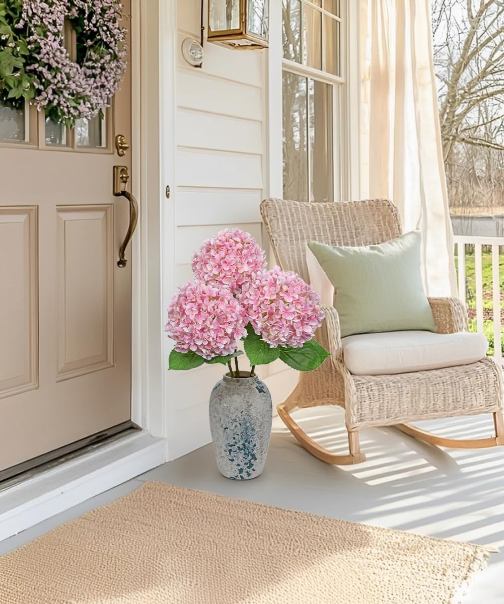 26″ Artificial Hydrangea Flower with 6.6″ Large Bloom, Realistic Gradient Sil…