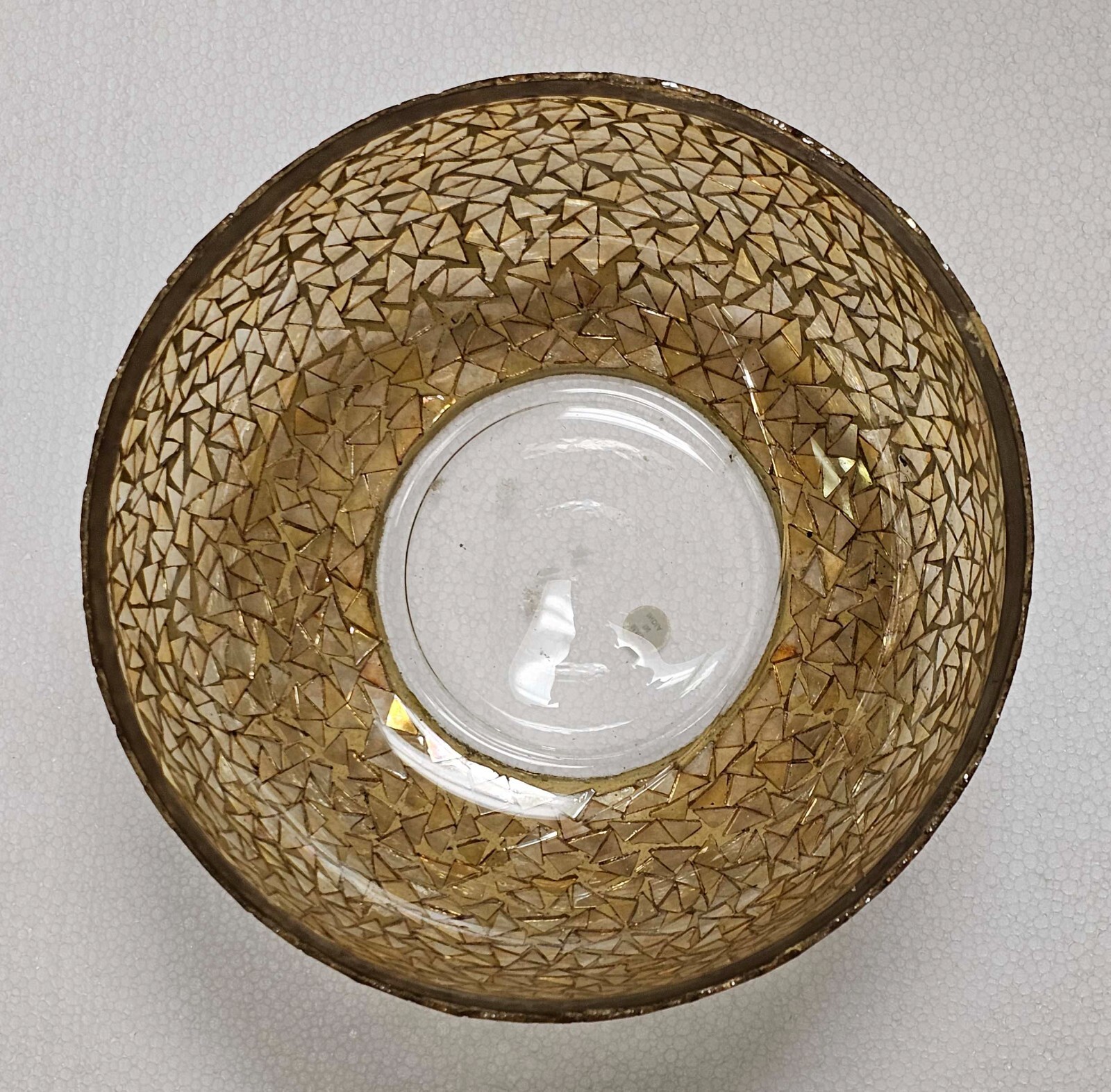 Compote Bowl Gold Mosaic on Glass Triangle Chips 9″Dia 4″High FREE SHIPPING