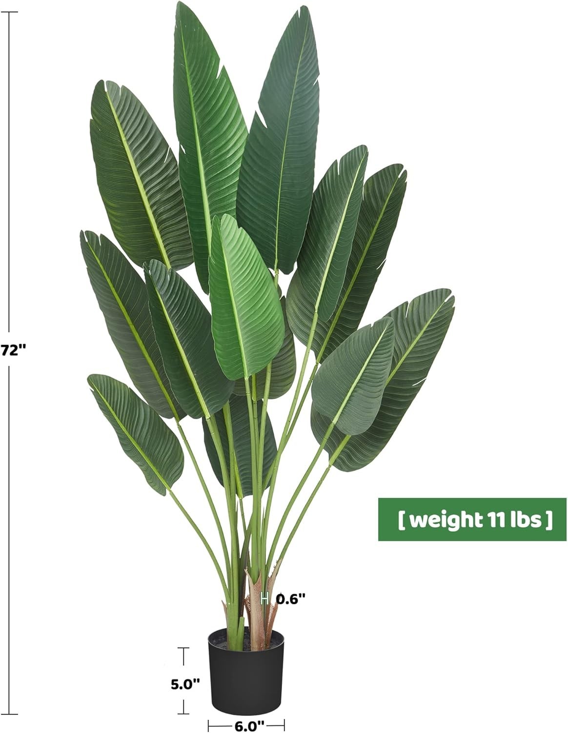 Artificial Bird of Paradise Plant 6 ft Tall Fake Tree Tropical Greenery Decor