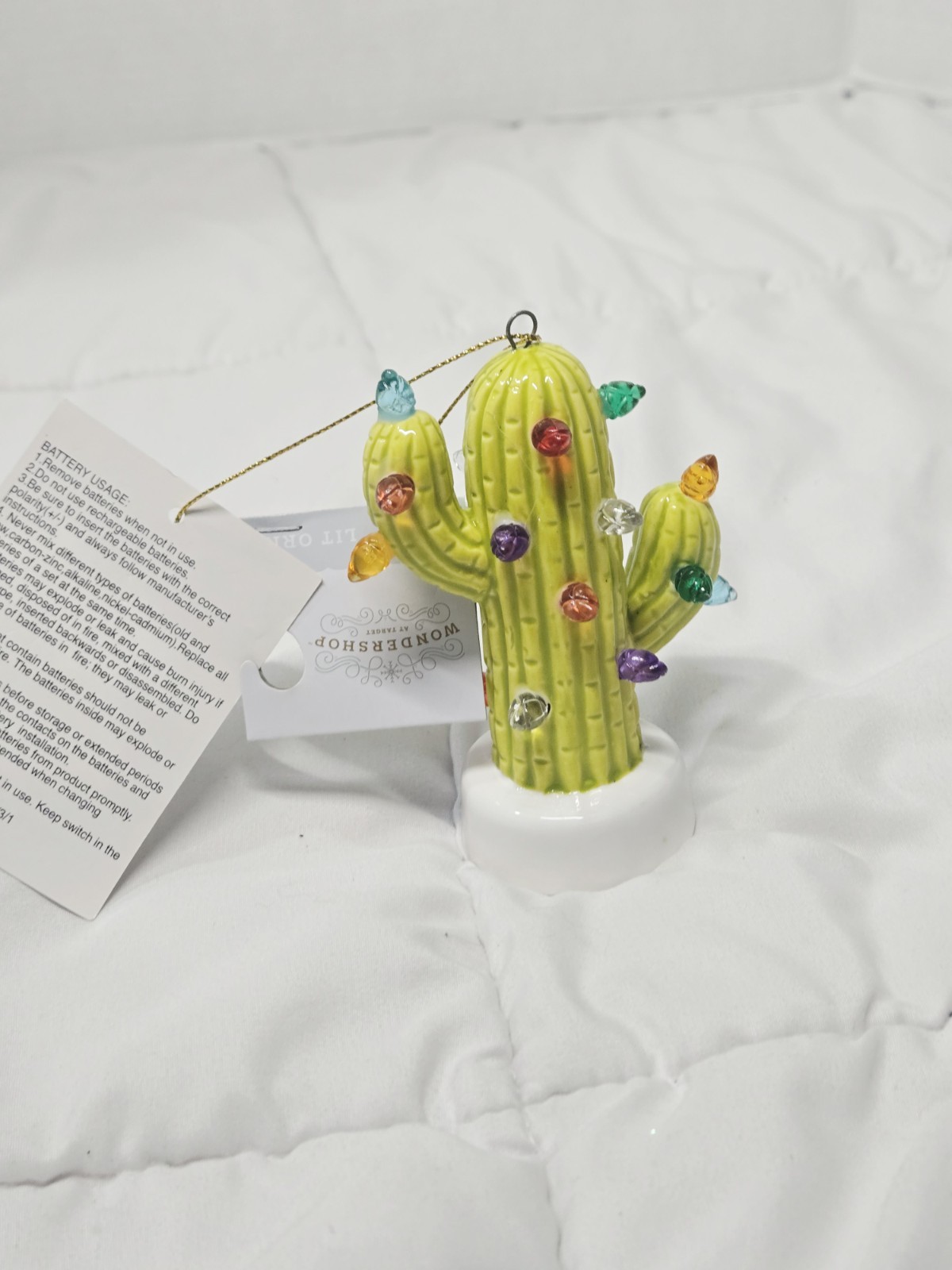 New Ceramic Cactus Tree with Lights Sage Green Boho Cactus Decor Colored Lights