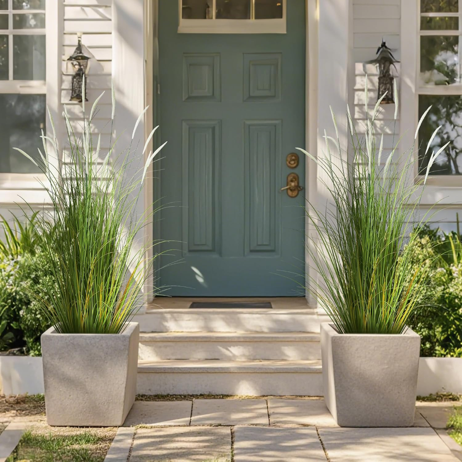 4Ft 2-Pack Artificial Cattail Reed Grass, 47.2’’ Artificial Indoor Outdoor Fake